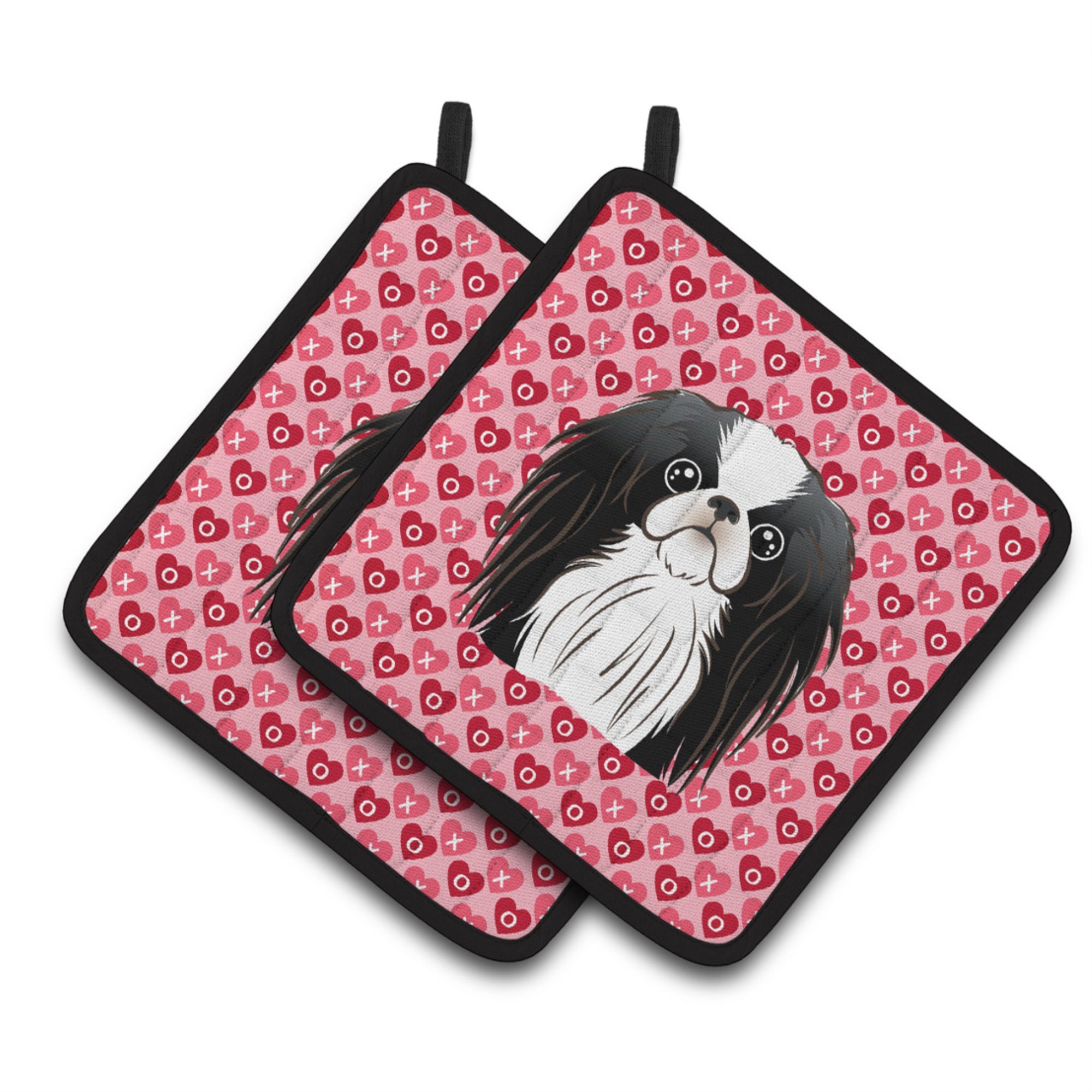 'Caroline'S Treasures Japanese Chin Hearts Pair Of Pot Holders, 7.5Hx7.5W, Multicolor''