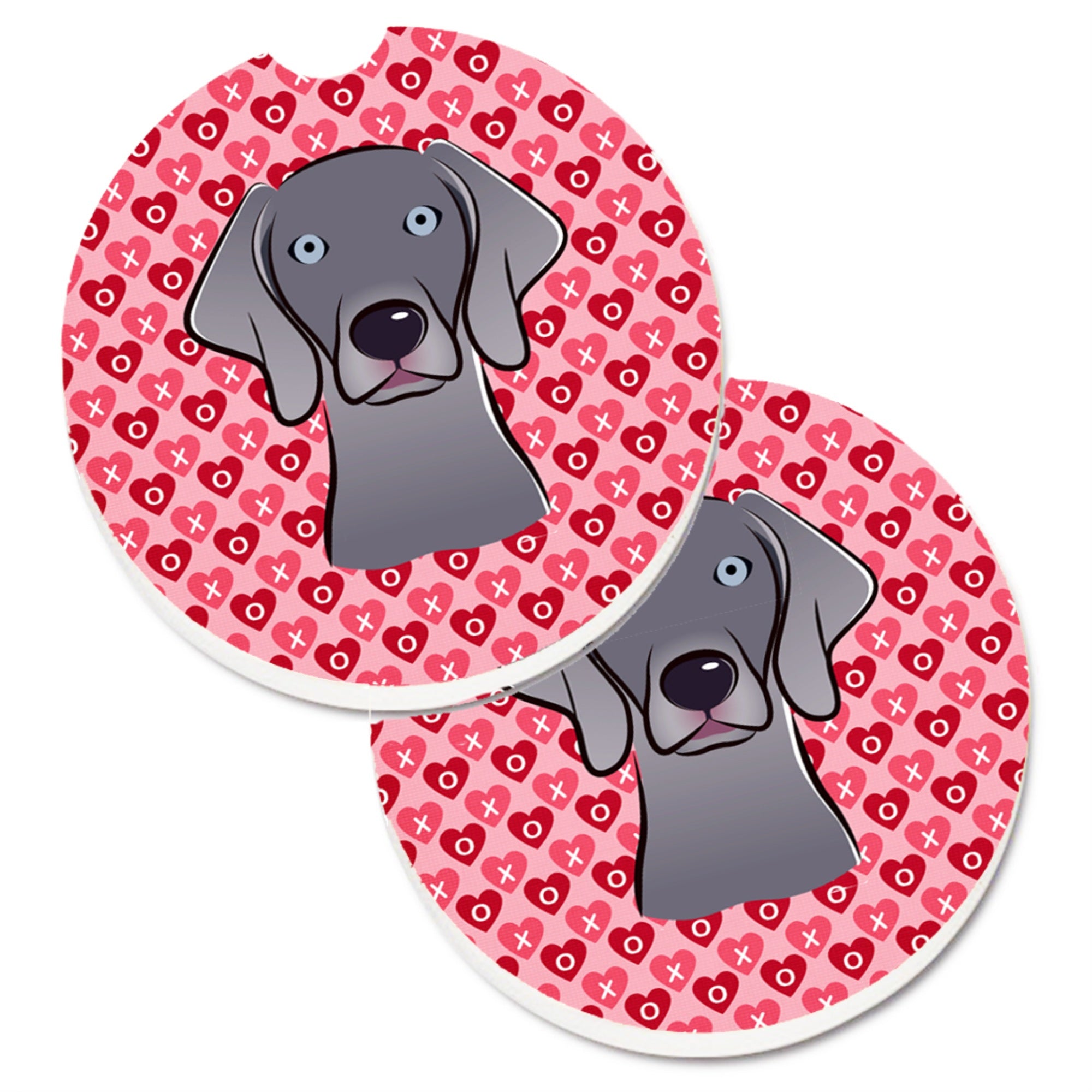 'Caroline'S Treasures Weimaraner Hearts Set Of 2 Cup Holder Car Coasters, 2.56, Multicolor''