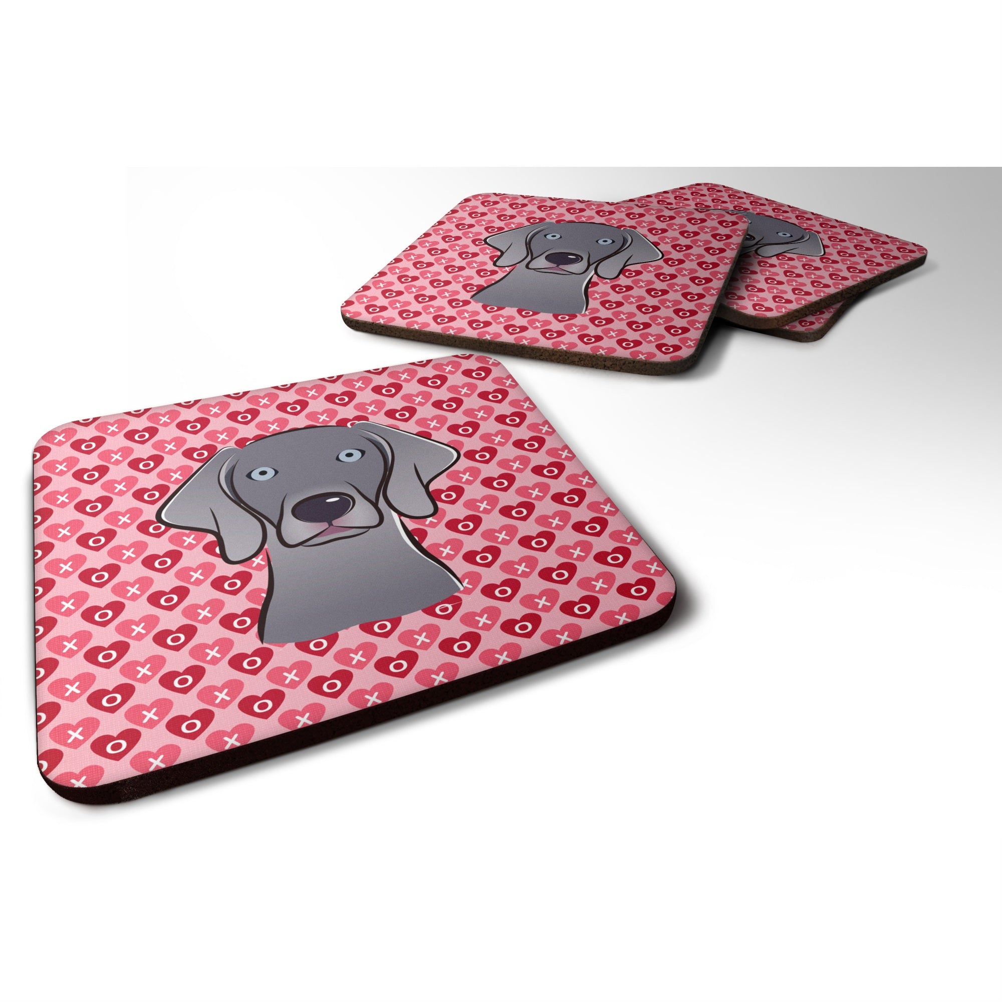 'Caroline'S Treasures Weimaraner Hearts Foam Coaster Set Of 4, 3.5, Multicolor''