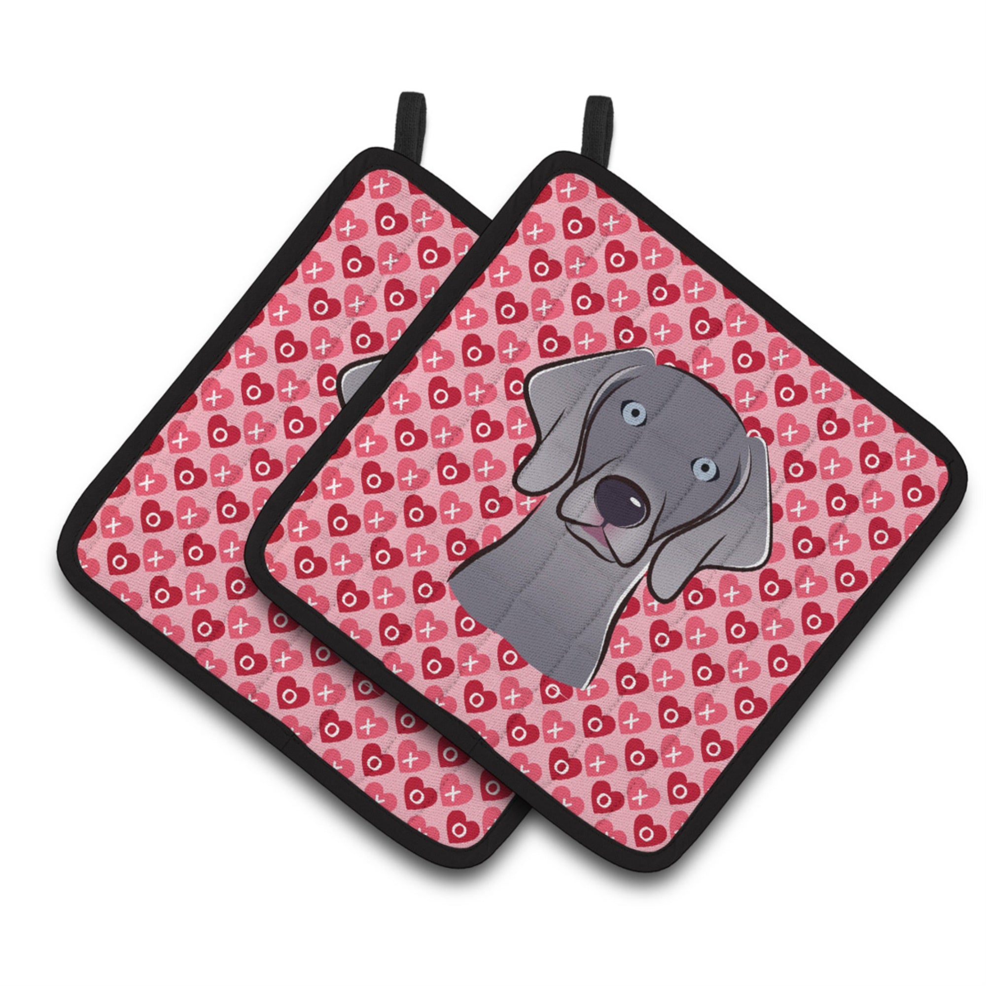 'Caroline'S Treasures Weimaraner Hearts Pair Of Pot Holders, 7.5Hx7.5W, Multicolor''