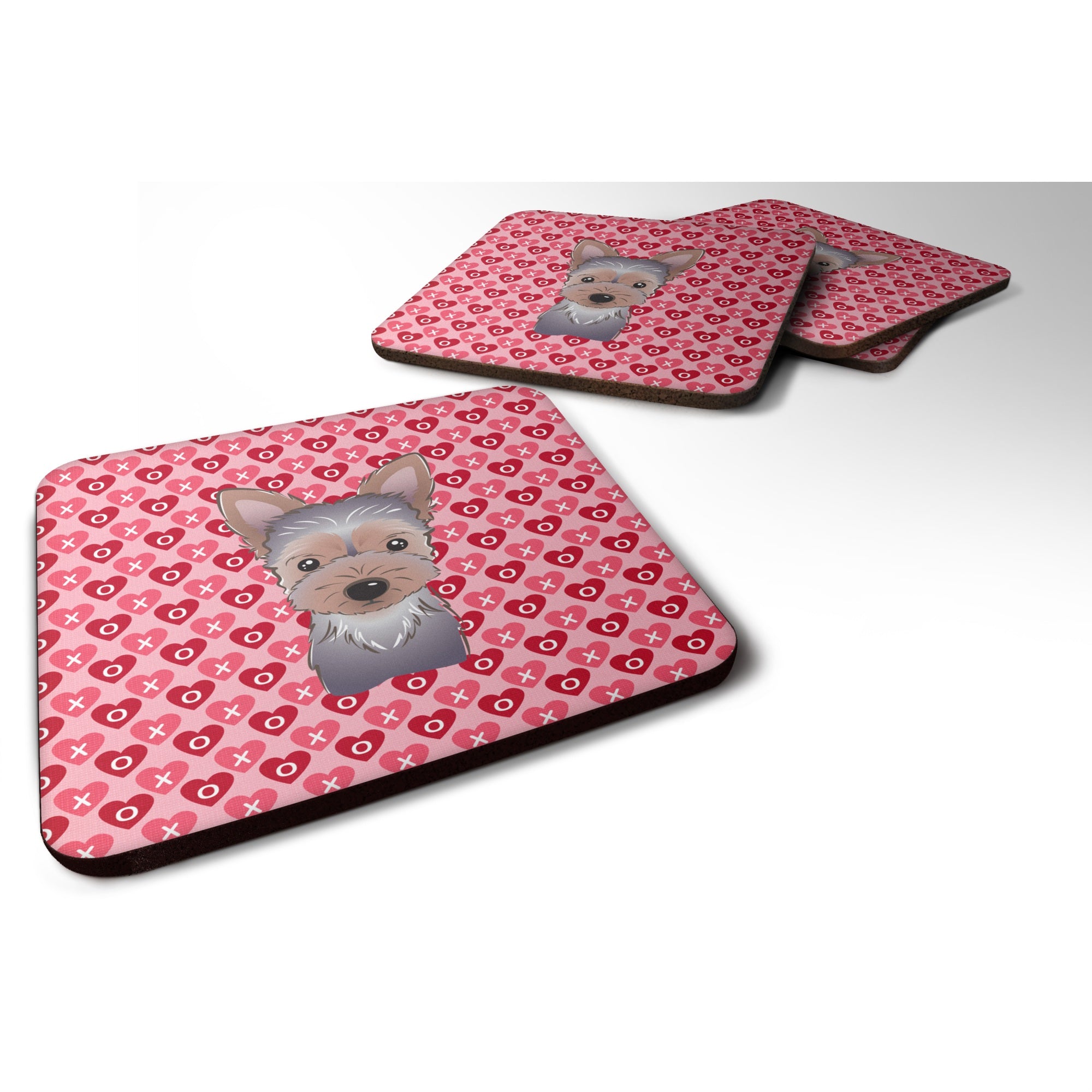 'Caroline'S Treasures Yorkie Puppy Hearts Foam Coaster Set Of 4, 3.5, Multicolor''