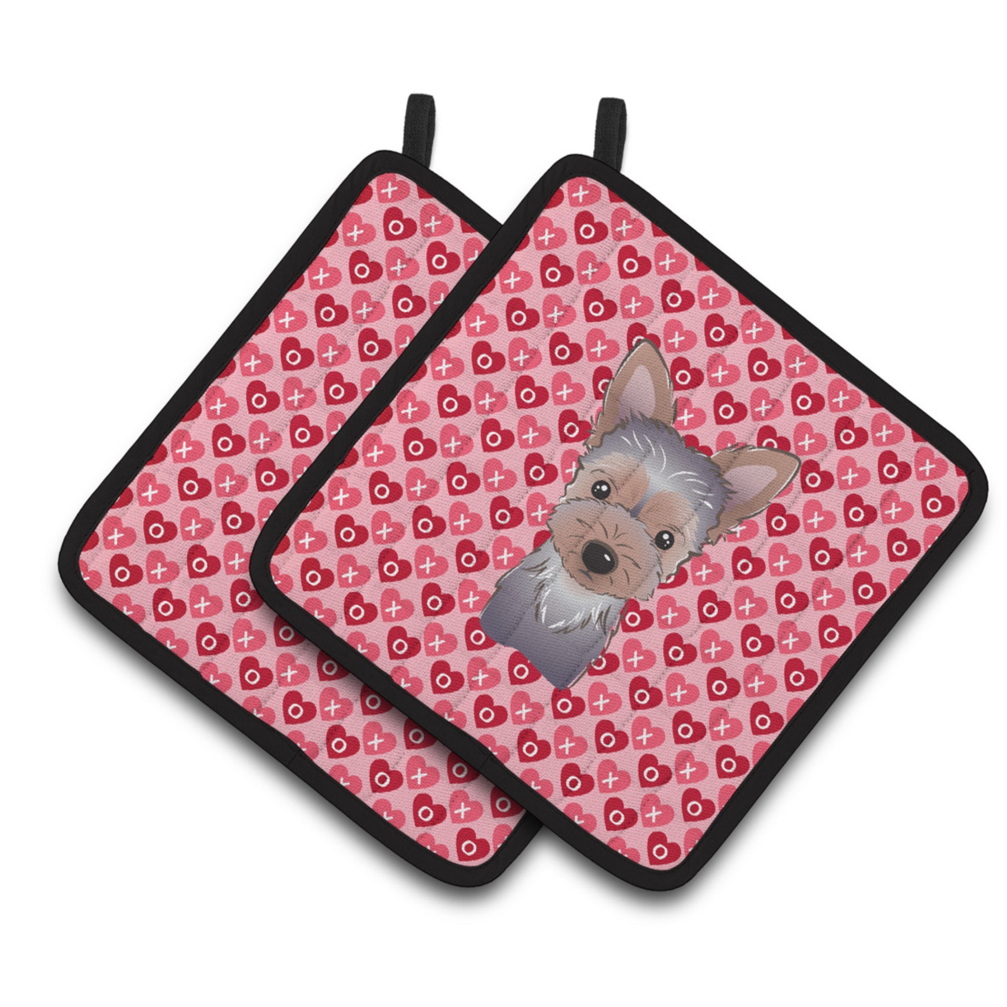 'Caroline'S Treasures Yorkie Puppy Hearts Pair Of Pot Holders, 7.5Hx7.5W, Multicolor''