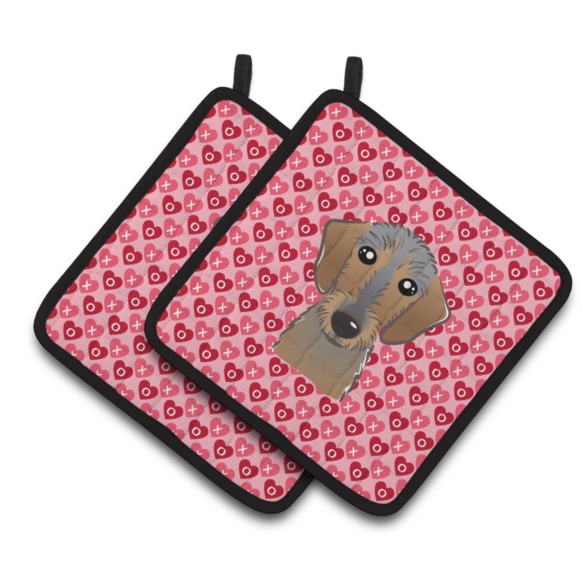 'Caroline'S Treasures Wirehaired Dachshund Hearts Pair Of Pot Holders, 7.5Hx7.5W, Multicolor''