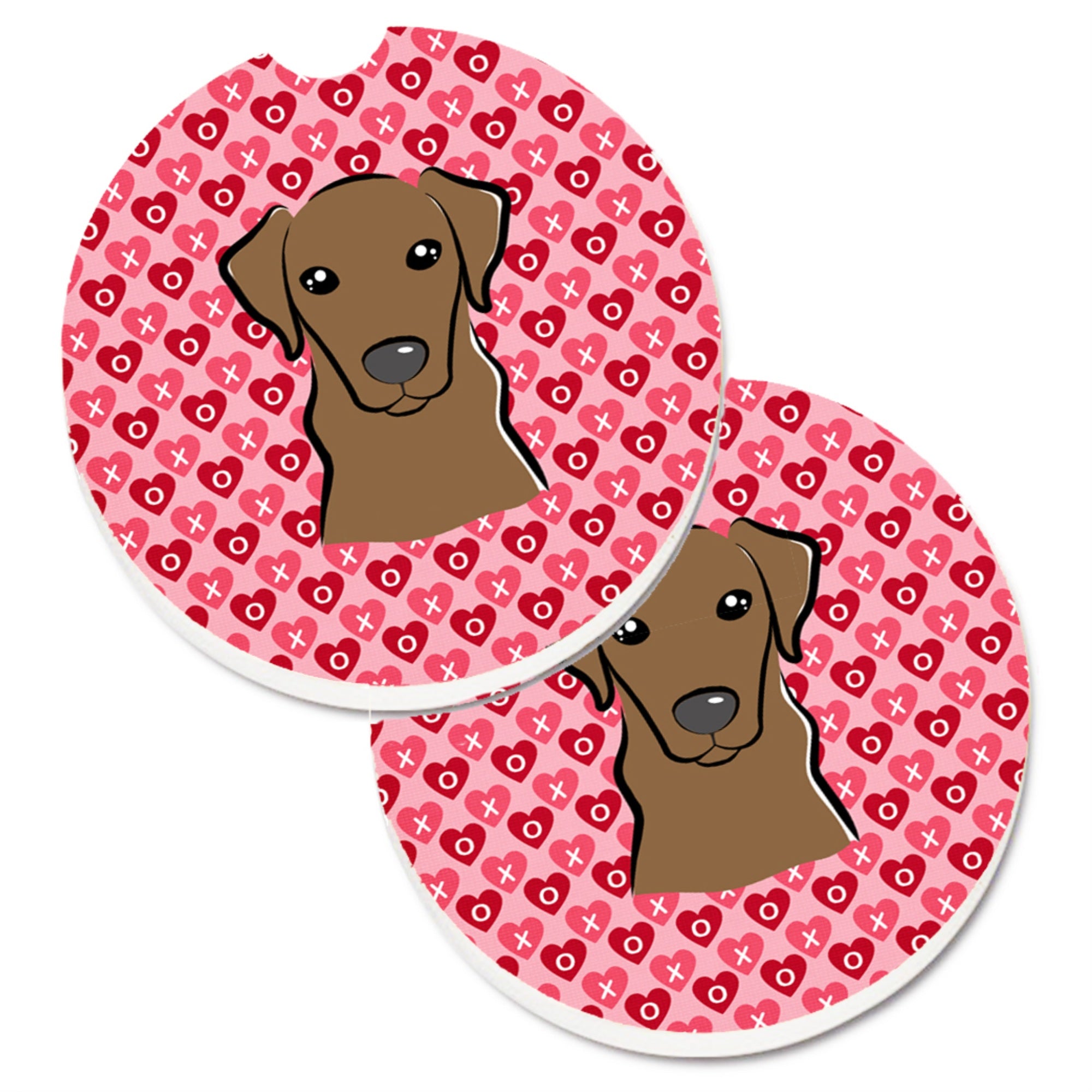 'Caroline'S Treasures Chocolate Labrador Hearts Set Of 2 Cup Holder Car Coasters, 2.56, Multicolor''