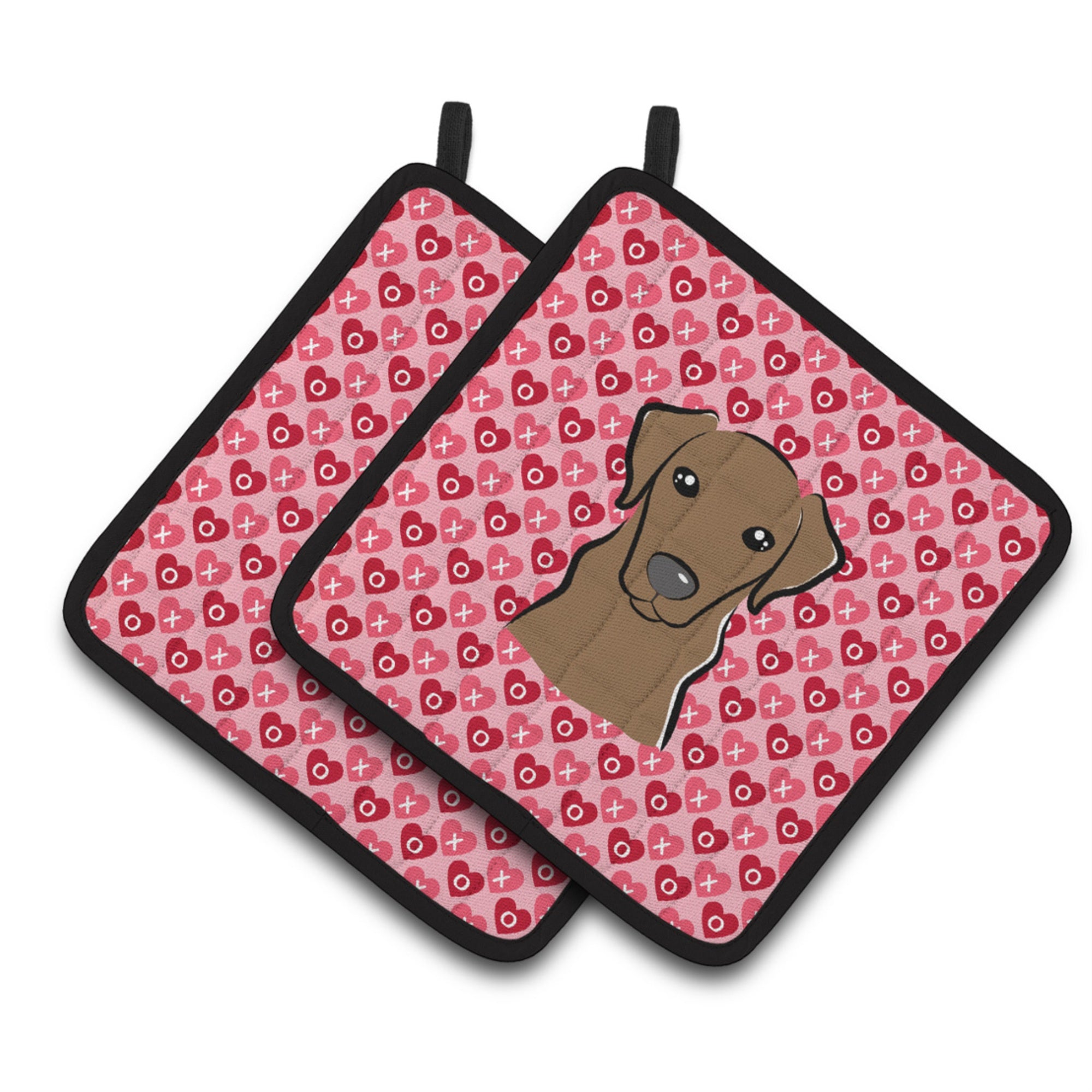 'Caroline'S Treasures Chocolate Labrador Hearts Pair Of Pot Holders, 7.5Hx7.5W, Multicolor''