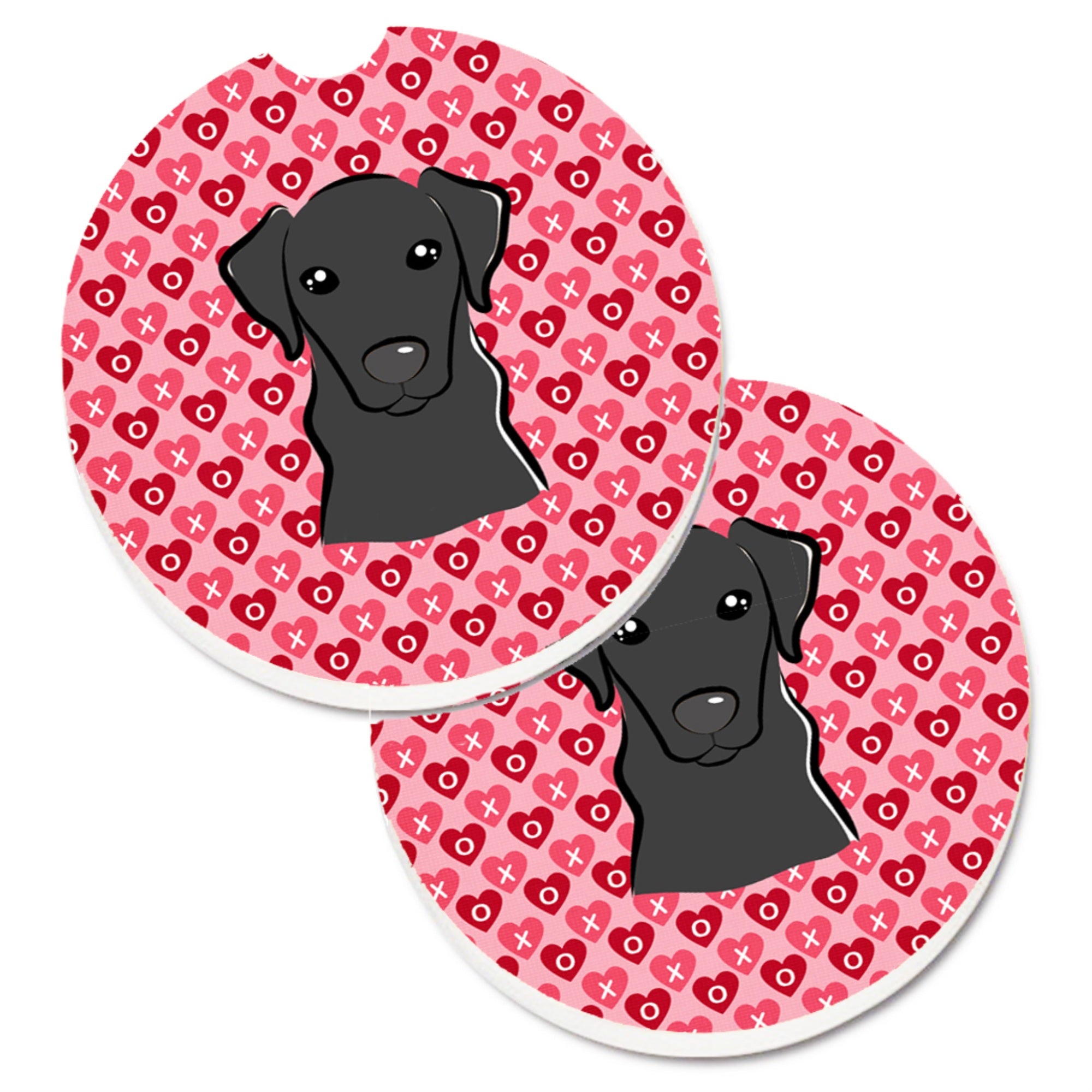 'Caroline'S Treasures Black Labrador Hearts Set Of 2 Cup Holder Car Coasters, 2.56, Multicolor''