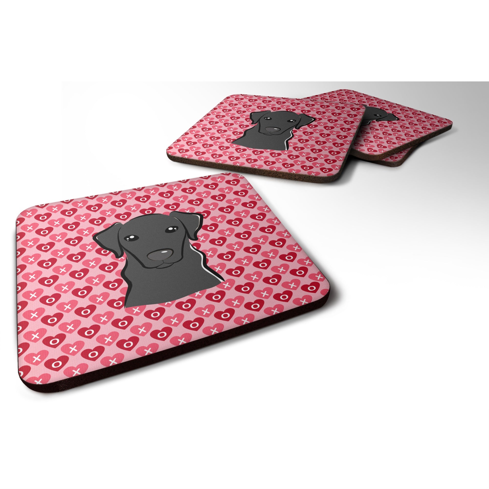 'Caroline'S Treasures Black Labrador Hearts Foam Coaster Set Of 4, 3.5, Multicolor''