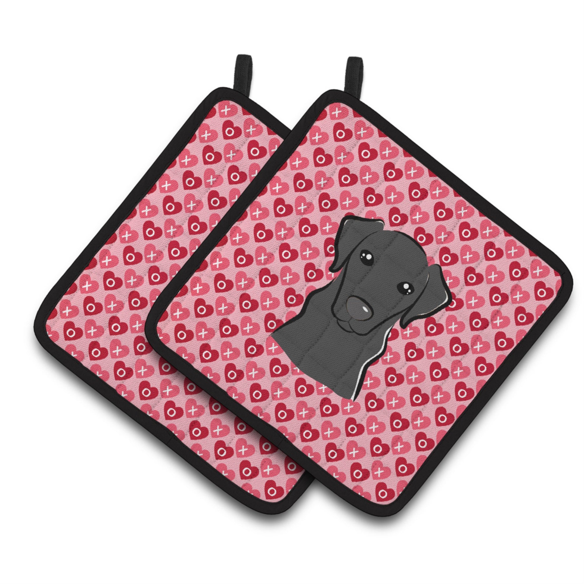 'Caroline'S Treasures Black Labrador Hearts Pair Of Pot Holders, 7.5Hx7.5W, Multicolor''
