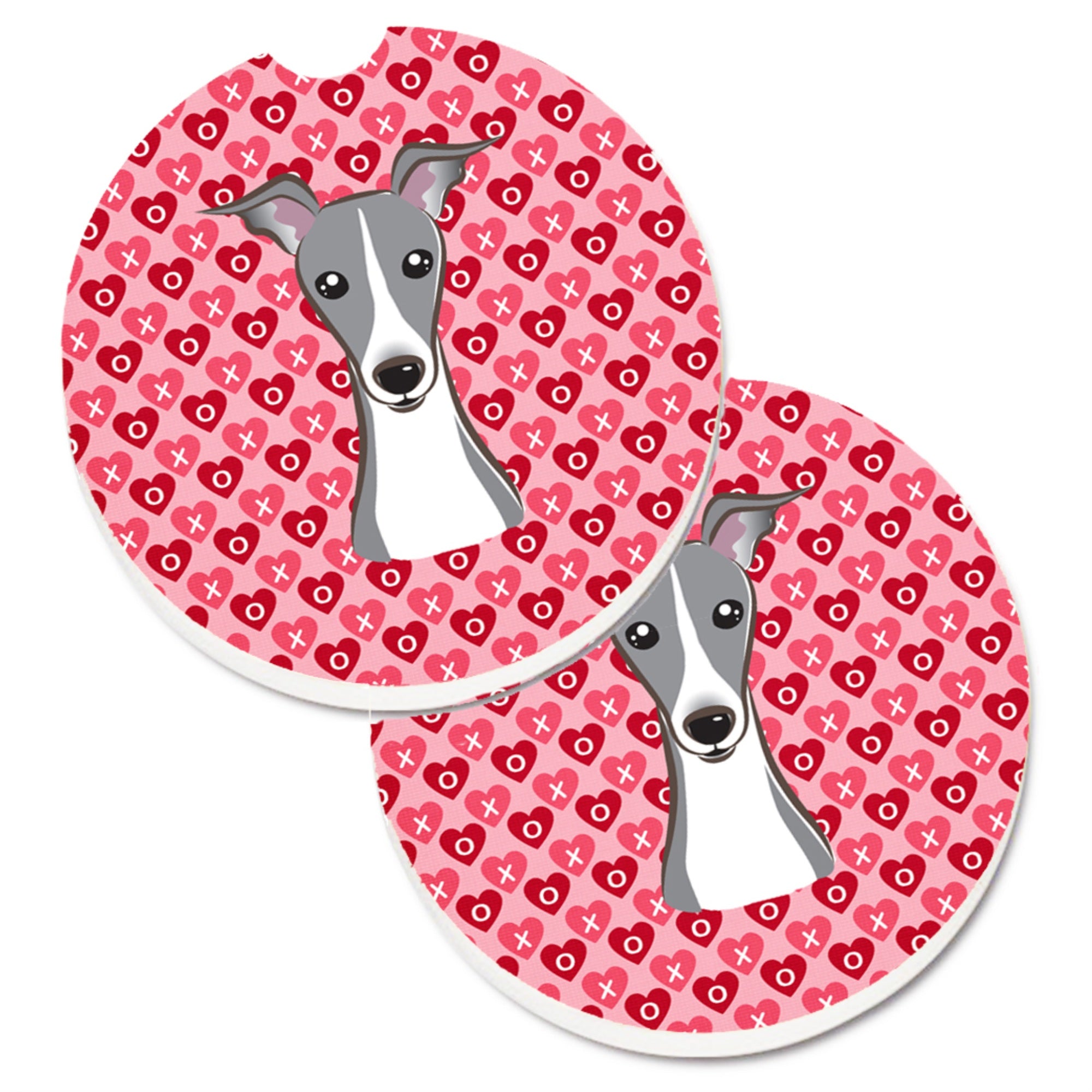 'Caroline'S Treasures Italian Greyhound Hearts Set Of 2 Cup Holder Car Coasters, 2.56, Multicolor''