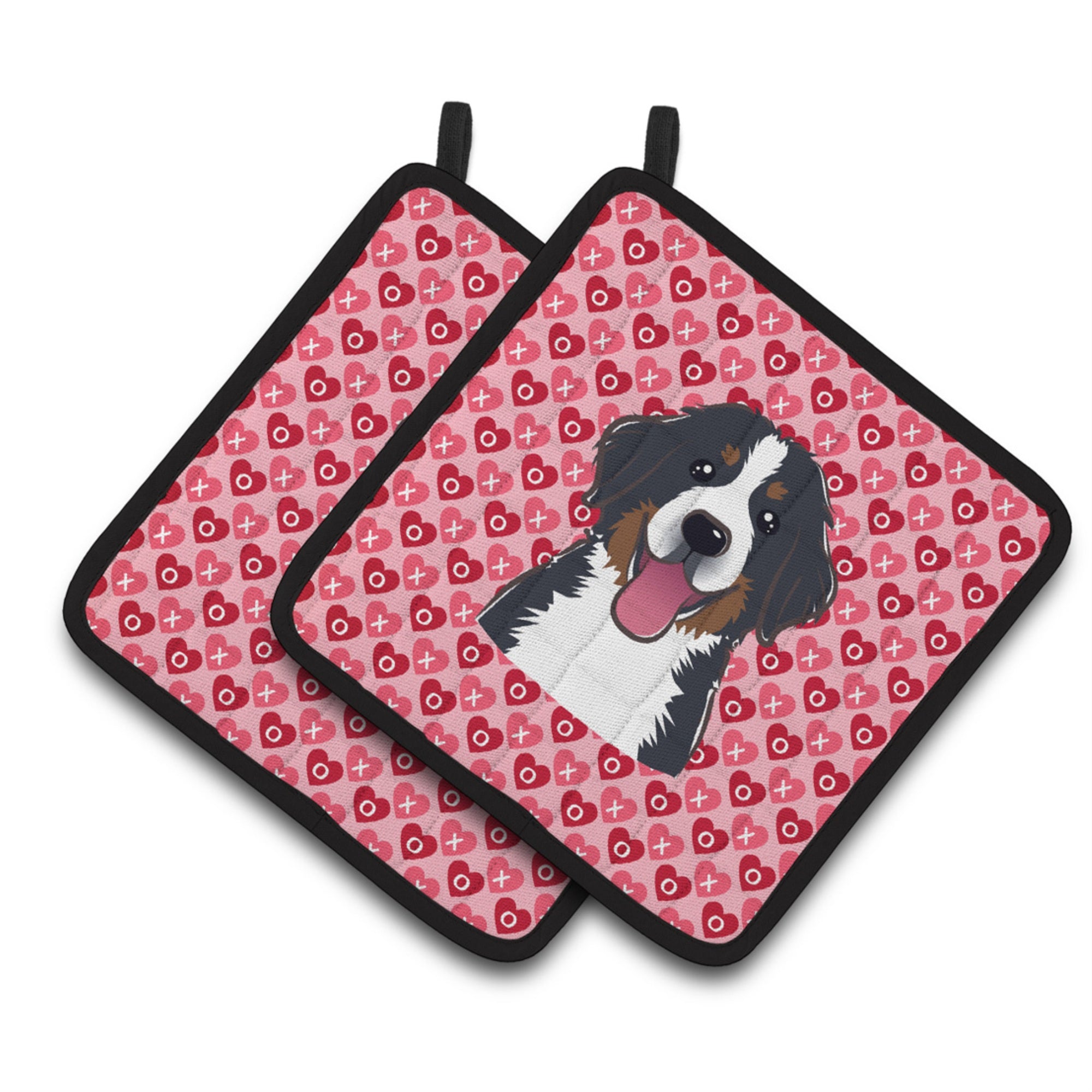 'Caroline'S Treasures Bernese Mountain Dog Hearts Pair Of Pot Holders, 7.5Hx7.5W, Multicolor''