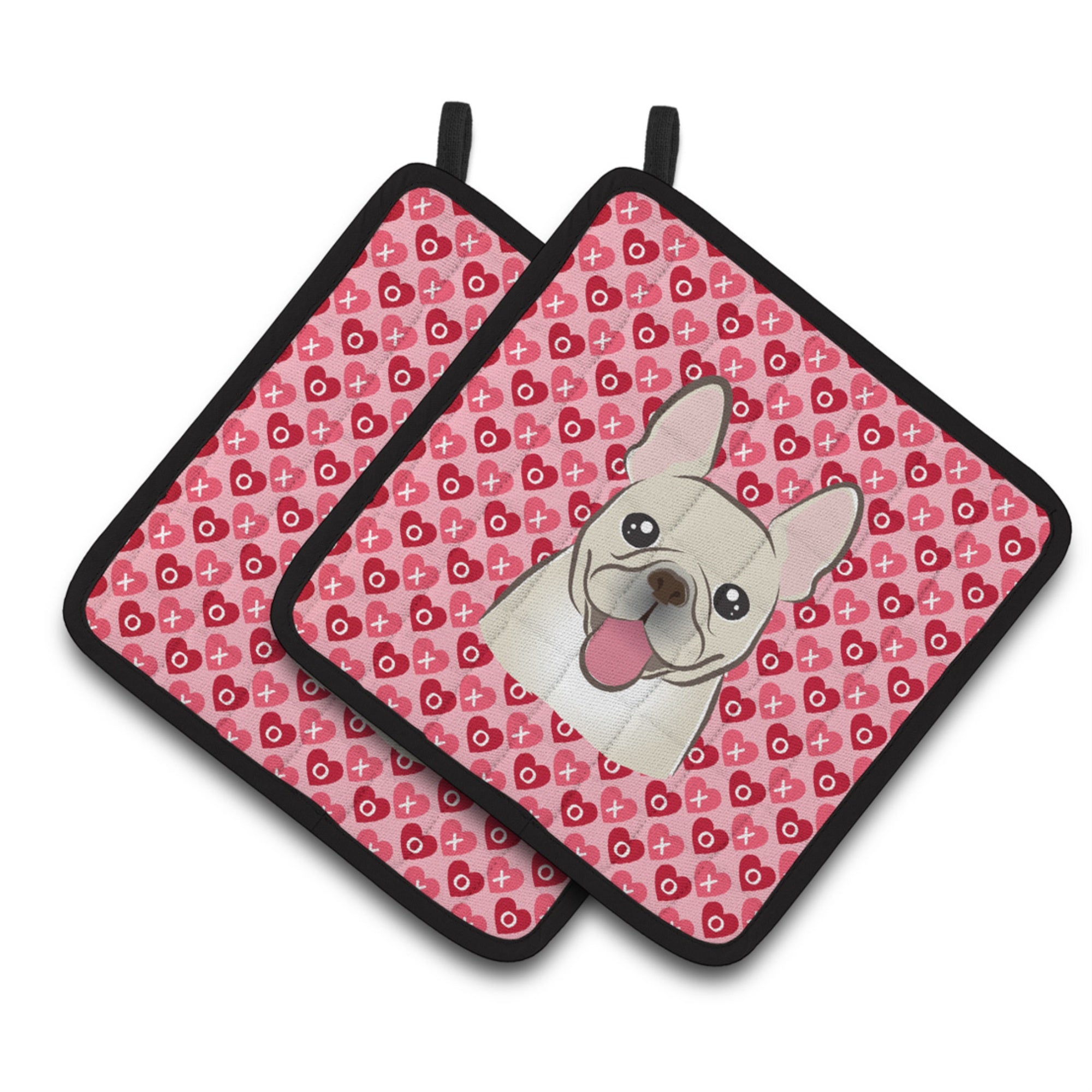 'Caroline'S Treasures Bb5308Pthd French Bulldog Hearts Pair Of Pot Holders, 7.5H X 7.5W'''', Multicolor''
