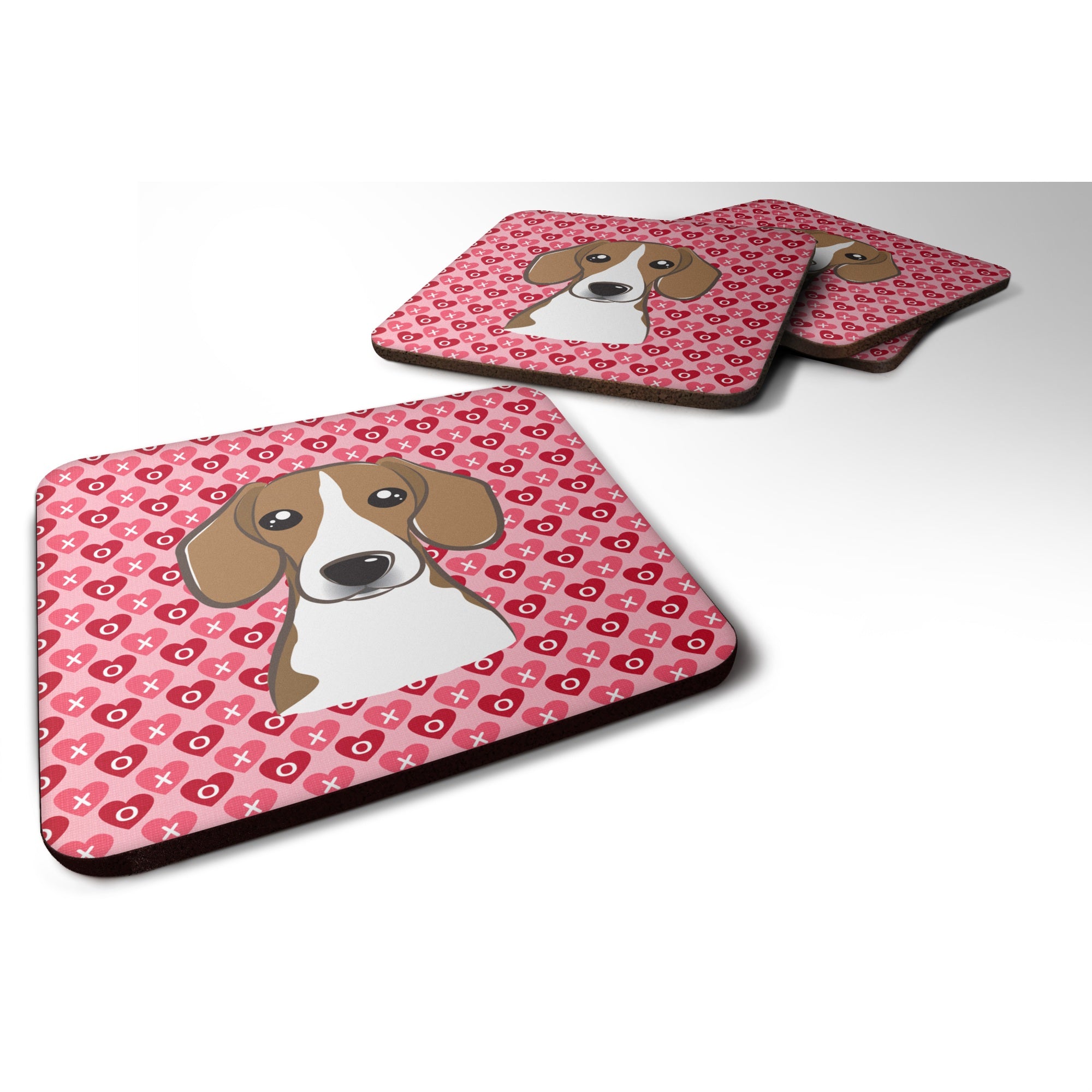'Caroline'S Treasures Beagle Hearts Foam Coaster Set Of 4, 3.5, Multicolor''