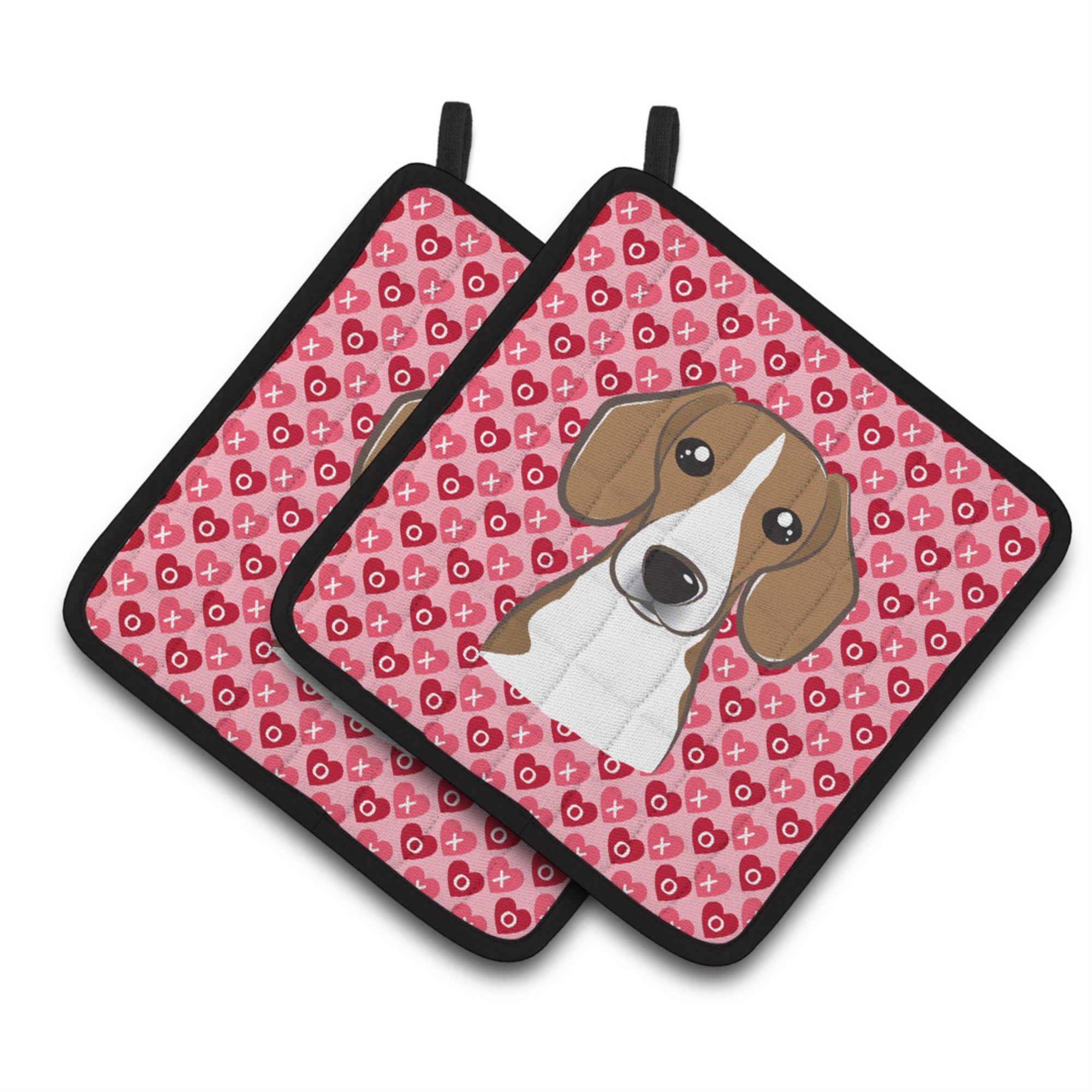 'Caroline'S Treasures Beagle Hearts Pair Of Pot Holders, 7.5Hx7.5W, Multicolor''