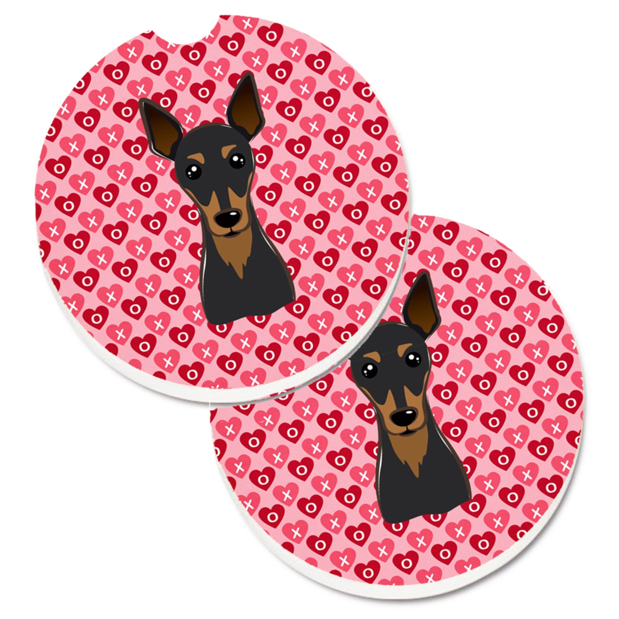 'Caroline'S Treasures Min Pin Hearts Set Of 2 Cup Holder Car Coasters, 2.56, Multicolor''