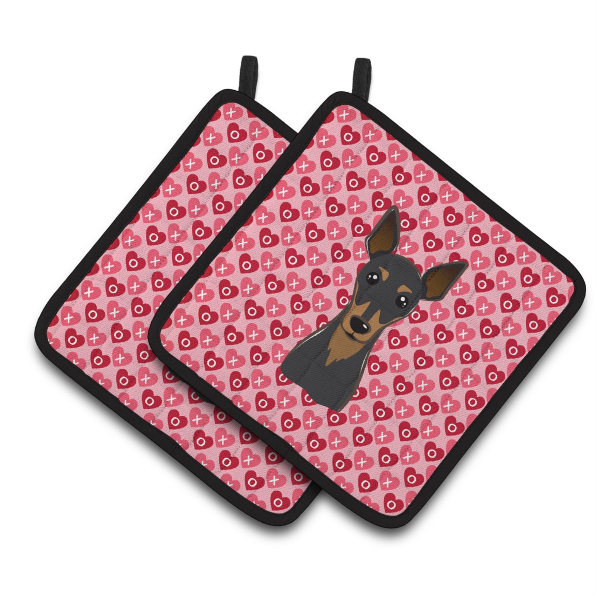 'Caroline'S Treasures Min Pin Hearts Pair Of Pot Holders, 7.5Hx7.5W, Multicolor''