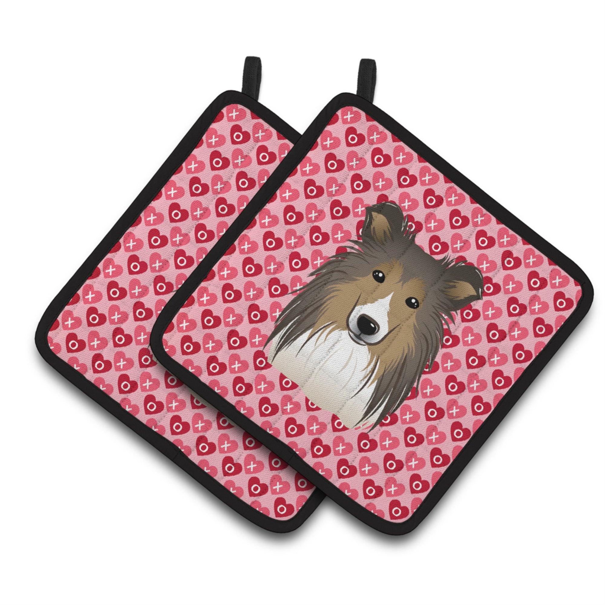 'Caroline'S Treasures Sheltie Hearts Pair Of Pot Holders, 7.5Hx7.5W, Multicolor''