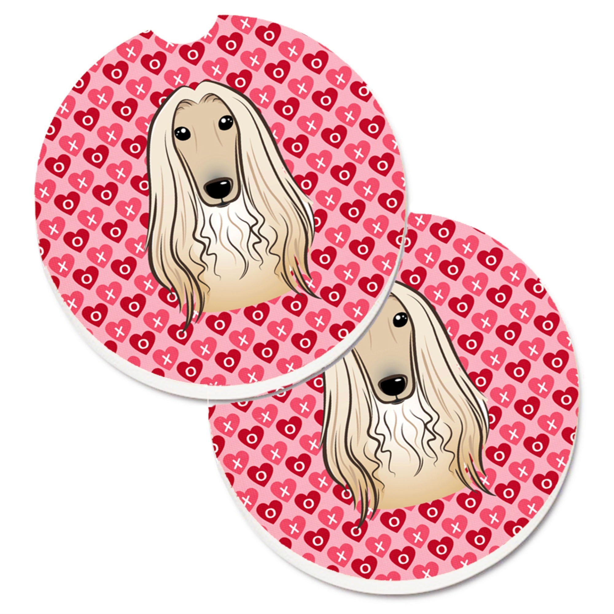 'Caroline'S Treasures Afghan Hound Hearts Set Of 2 Cup Holder Car Coasters, 2.56, Multicolor''