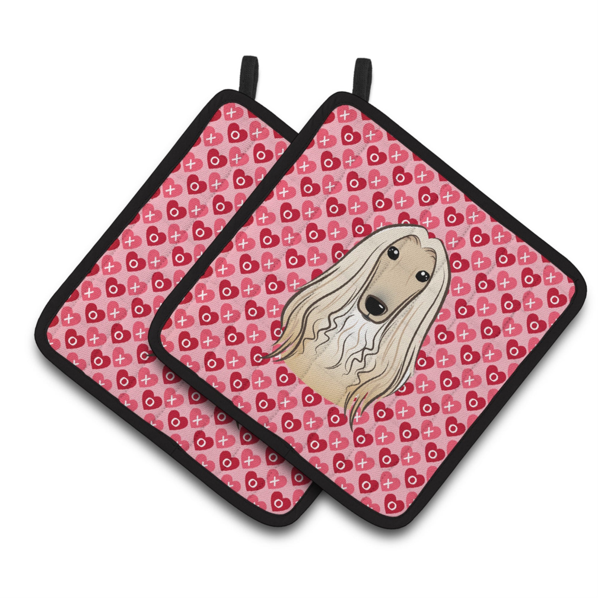 'Caroline'S Treasures Afghan Hound Hearts Pair Of Pot Holders, 7.5Hx7.5W, Multicolor''