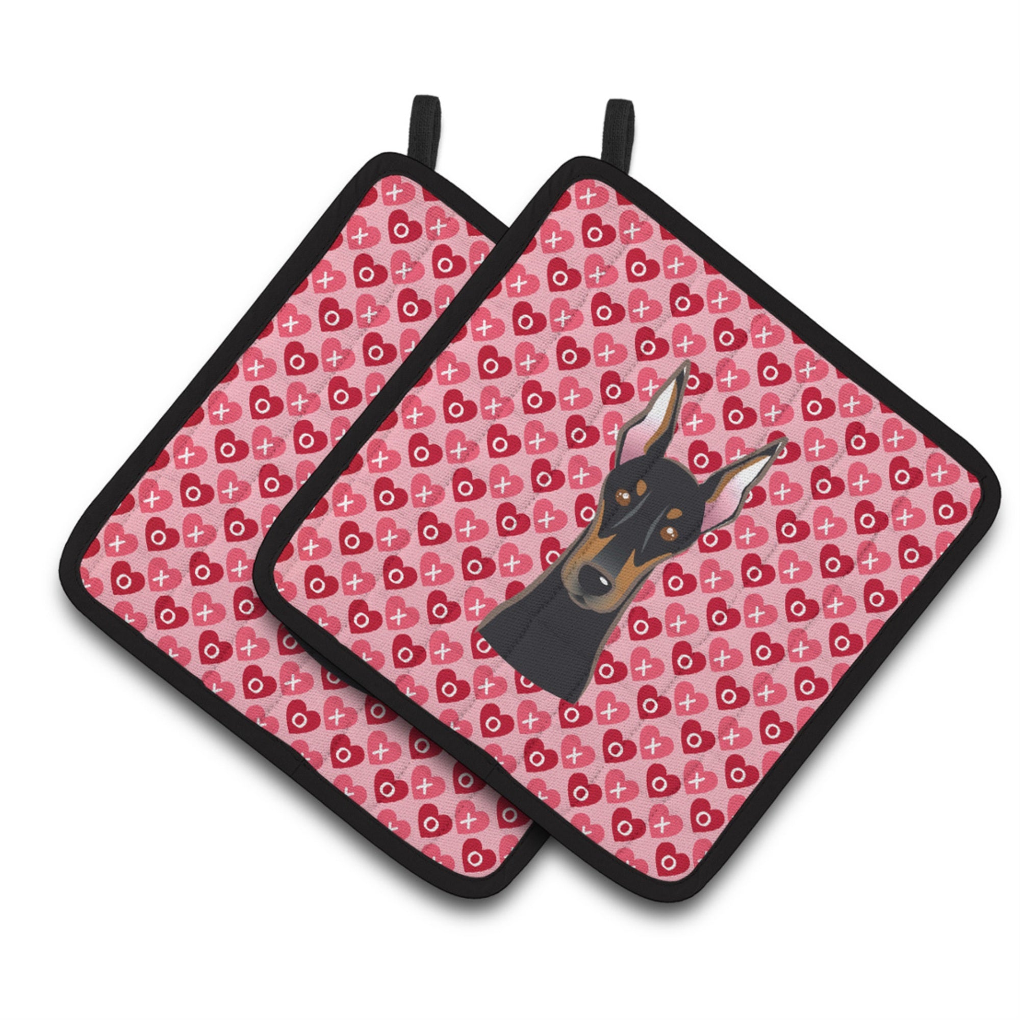 'Caroline'S Treasures Doberman Pinscher Hearts Pair Of Pot Holders, 7.5Hx7.5W, Multicolor''