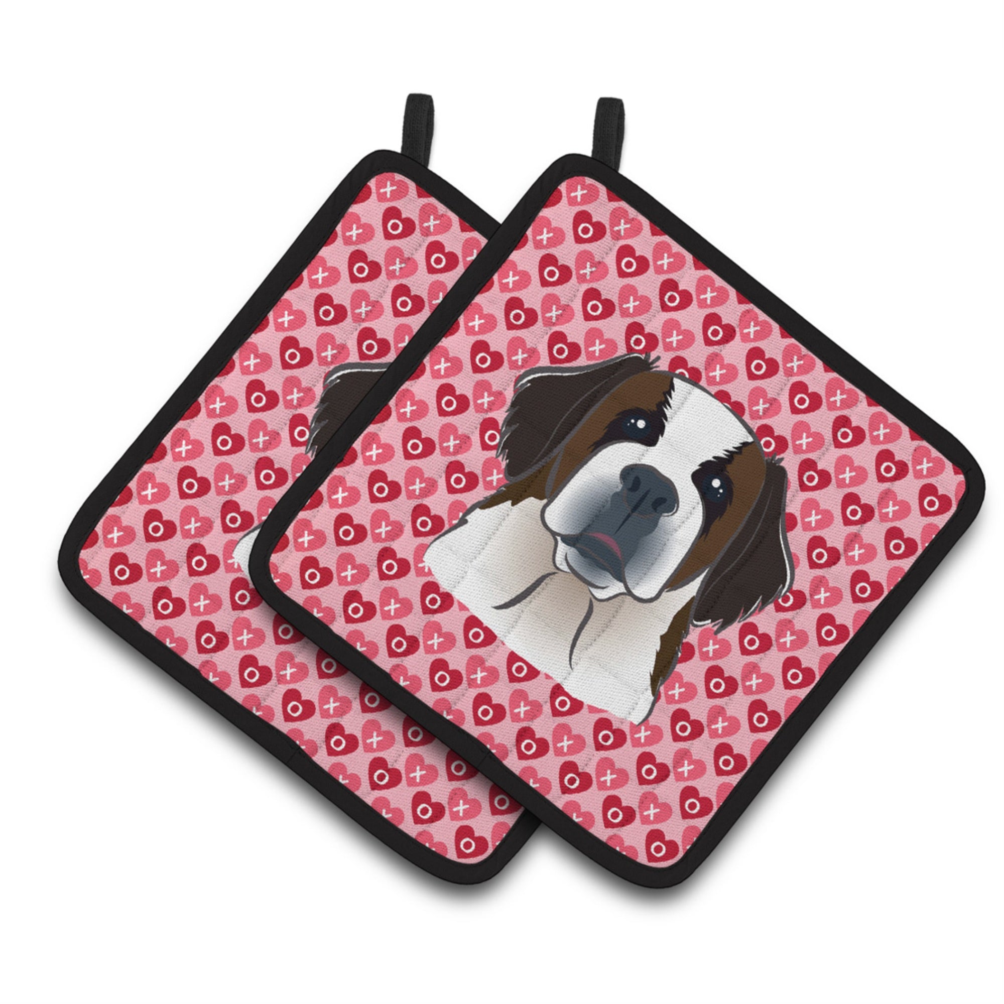 'Caroline'S Treasures Saint Bernard Hearts Pair Of Pot Holders, 7.5Hx7.5W, Multicolor''