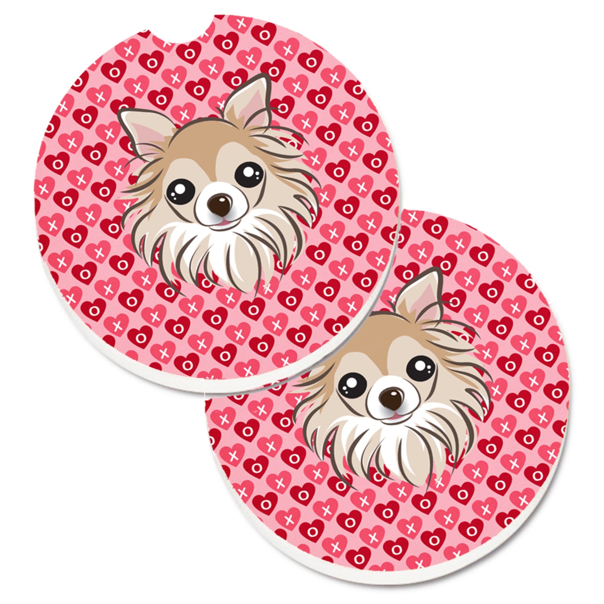 'Caroline'S Treasures Chihuahua Hearts Set Of 2 Cup Holder Car Coasters, 2.56, Multicolor''