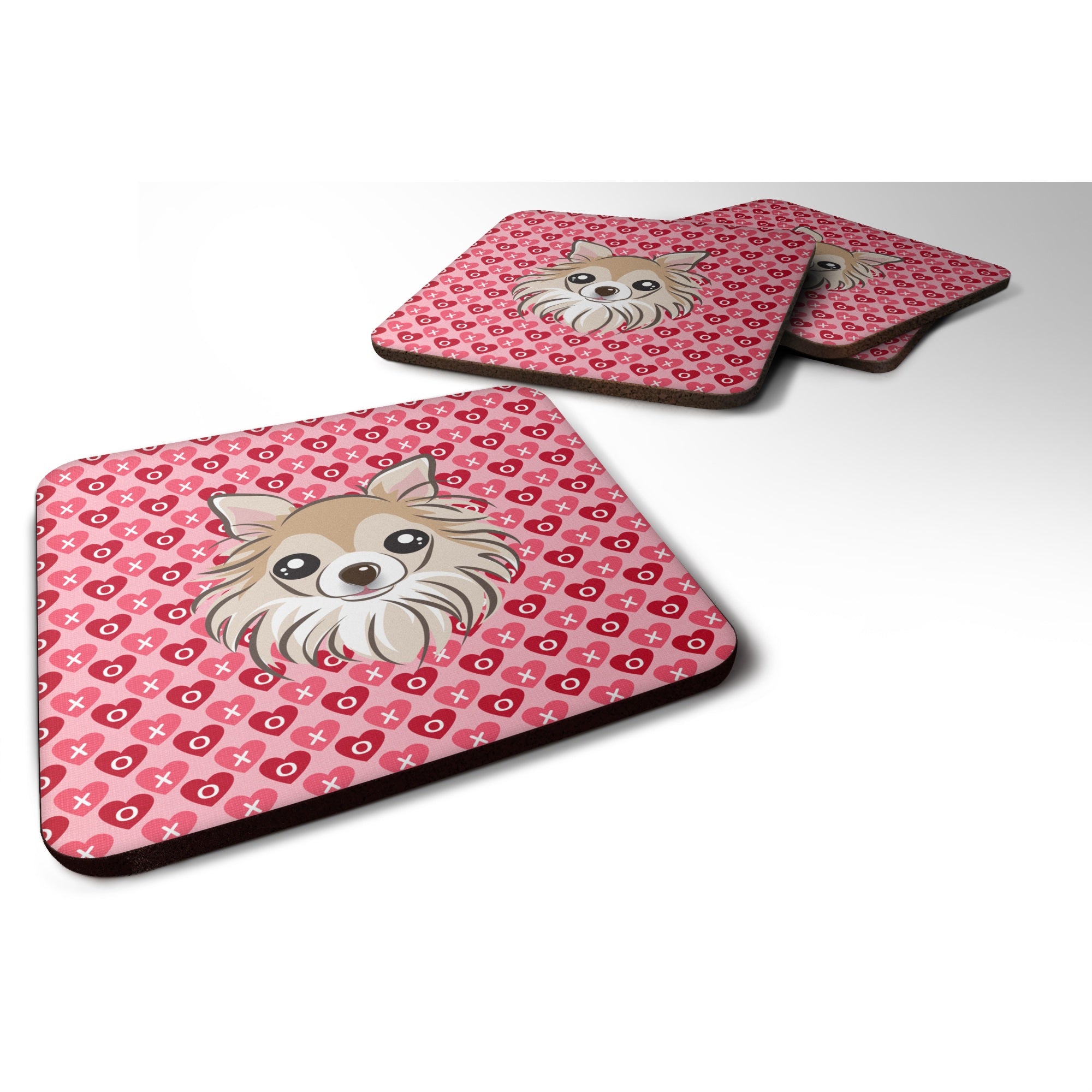 'Caroline'S Treasures Chihuahua Hearts Foam Coaster Set Of 4, 3.5, Multicolor''