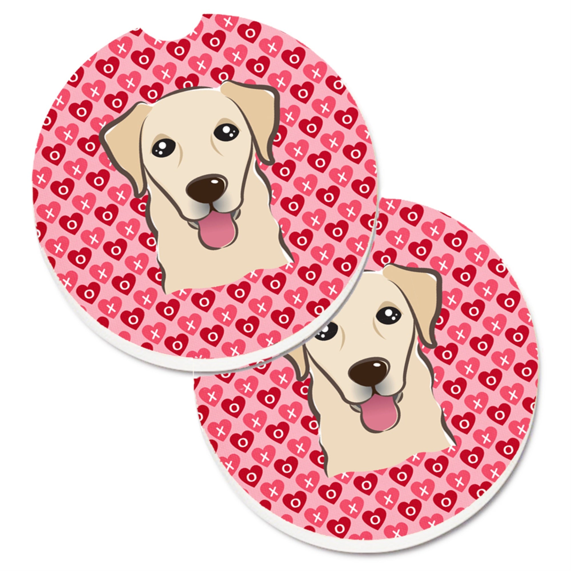 'Caroline'S Treasures Bb5322Carc Golden Retriever Hearts Cup Holder Car Coasters (Set Of 2), 2.56'''', Multicolor''