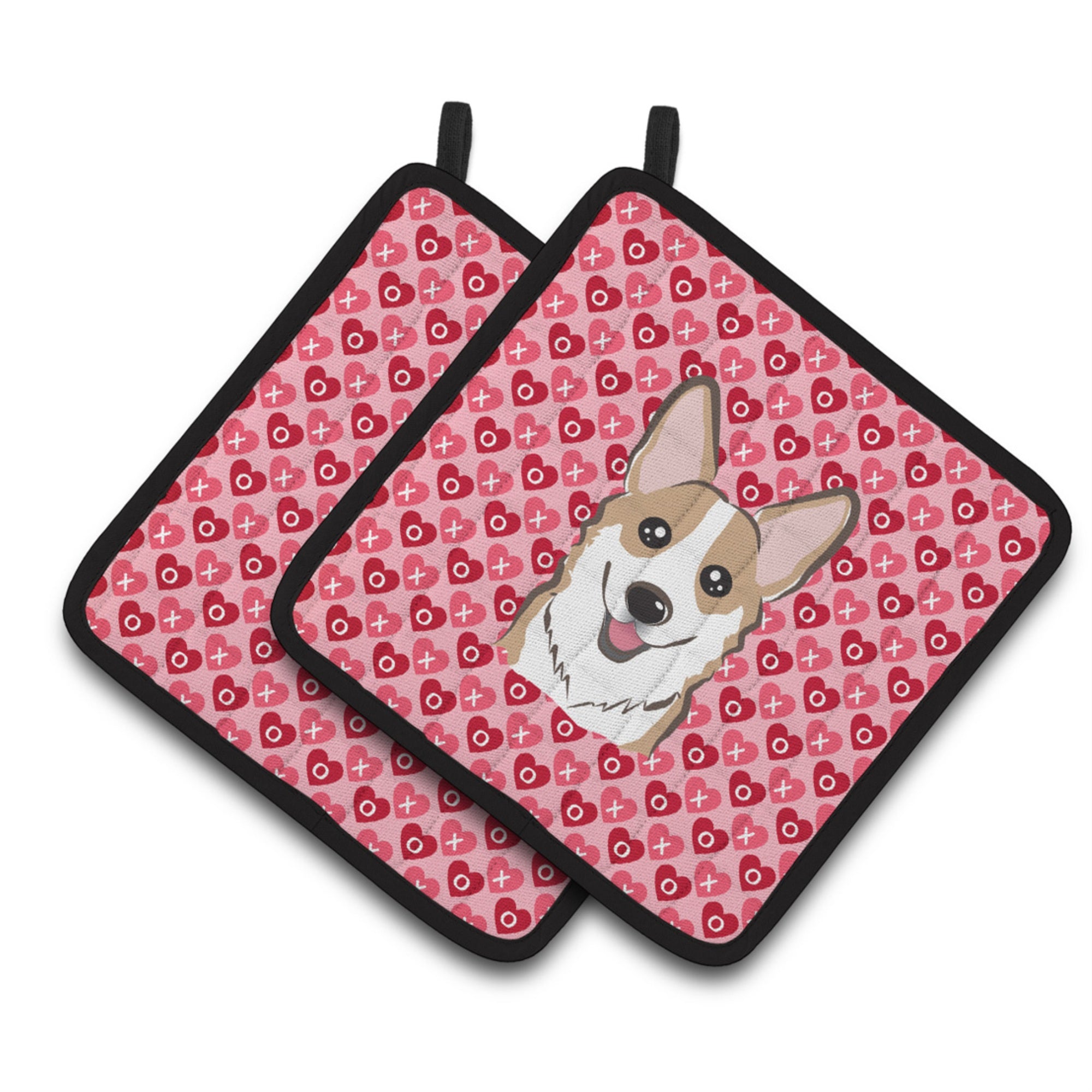 'Caroline'S Treasures Sable Corgi Hearts Pair Of Pot Holders, 7.5Hx7.5W, Multicolor''