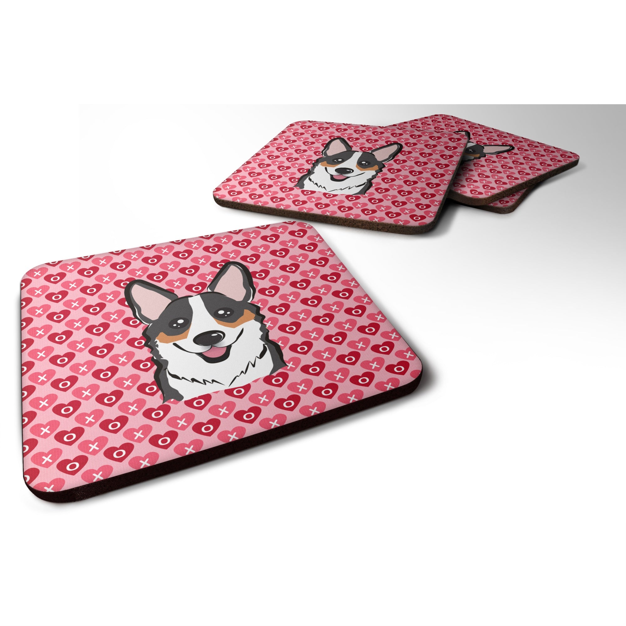 'Caroline'S Treasures Tricolor Corgi Hearts Foam Coaster Set Of 4, 3.5, Multicolor''