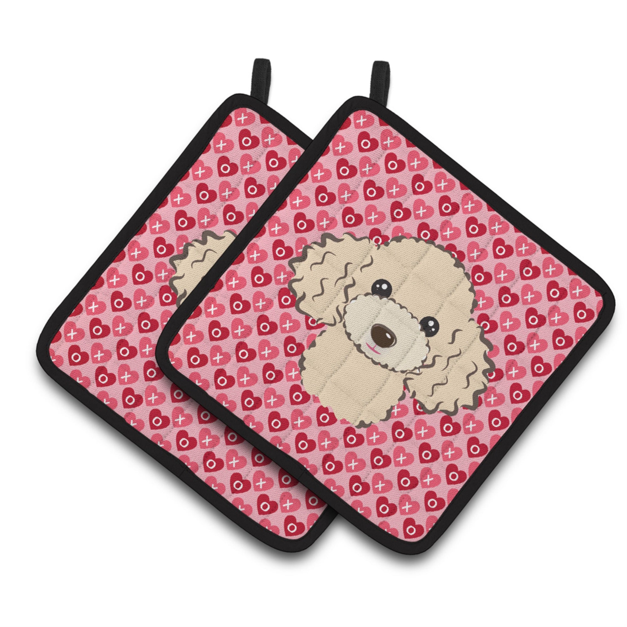 'Caroline'S Treasures Buff Poodle Hearts Pair Of Pot Holders, 7.5Hx7.5W, Multicolor''