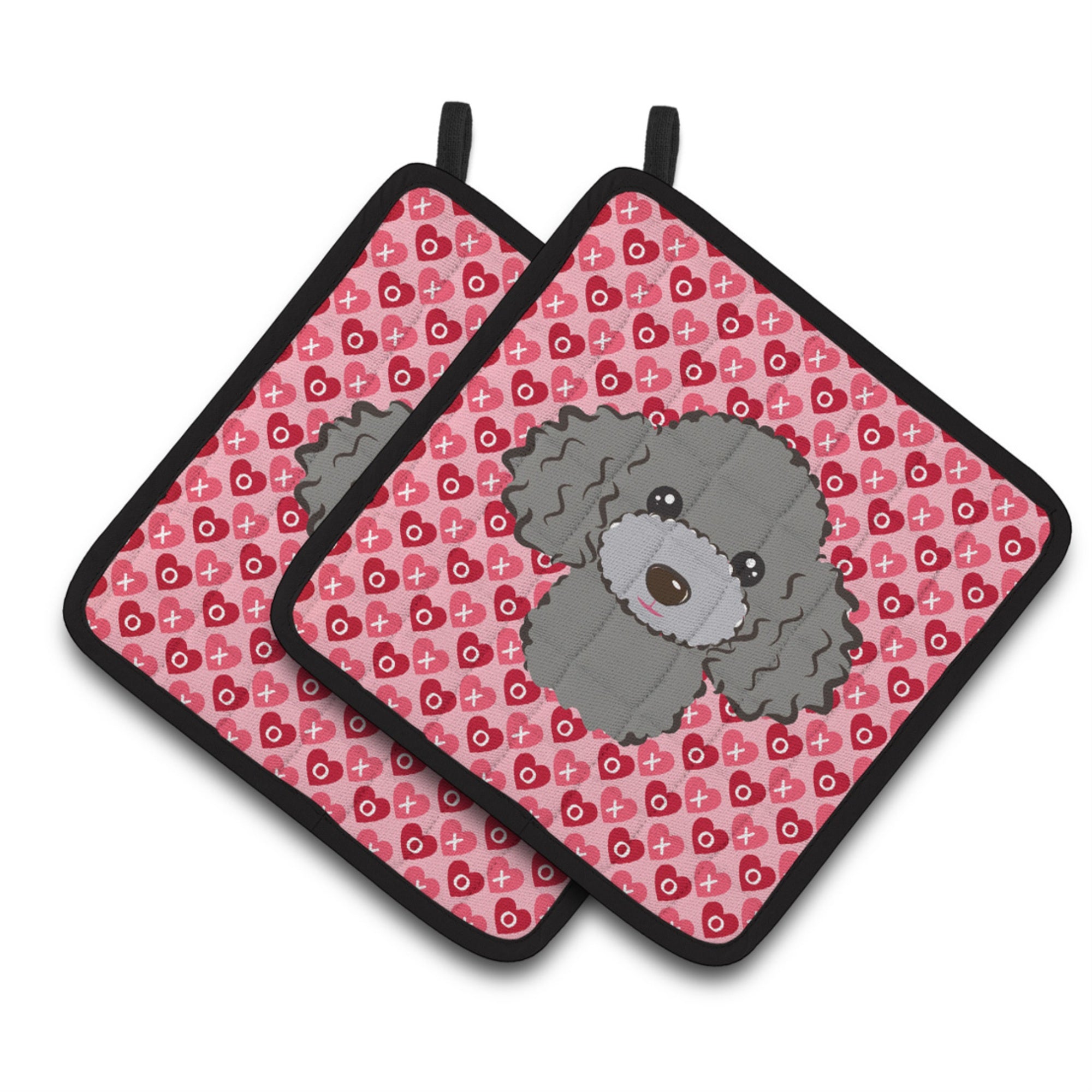 'Caroline'S Treasures Silver Gray Poodle Hearts Pair Of Pot Holders, 7.5Hx7.5W, Multicolor''