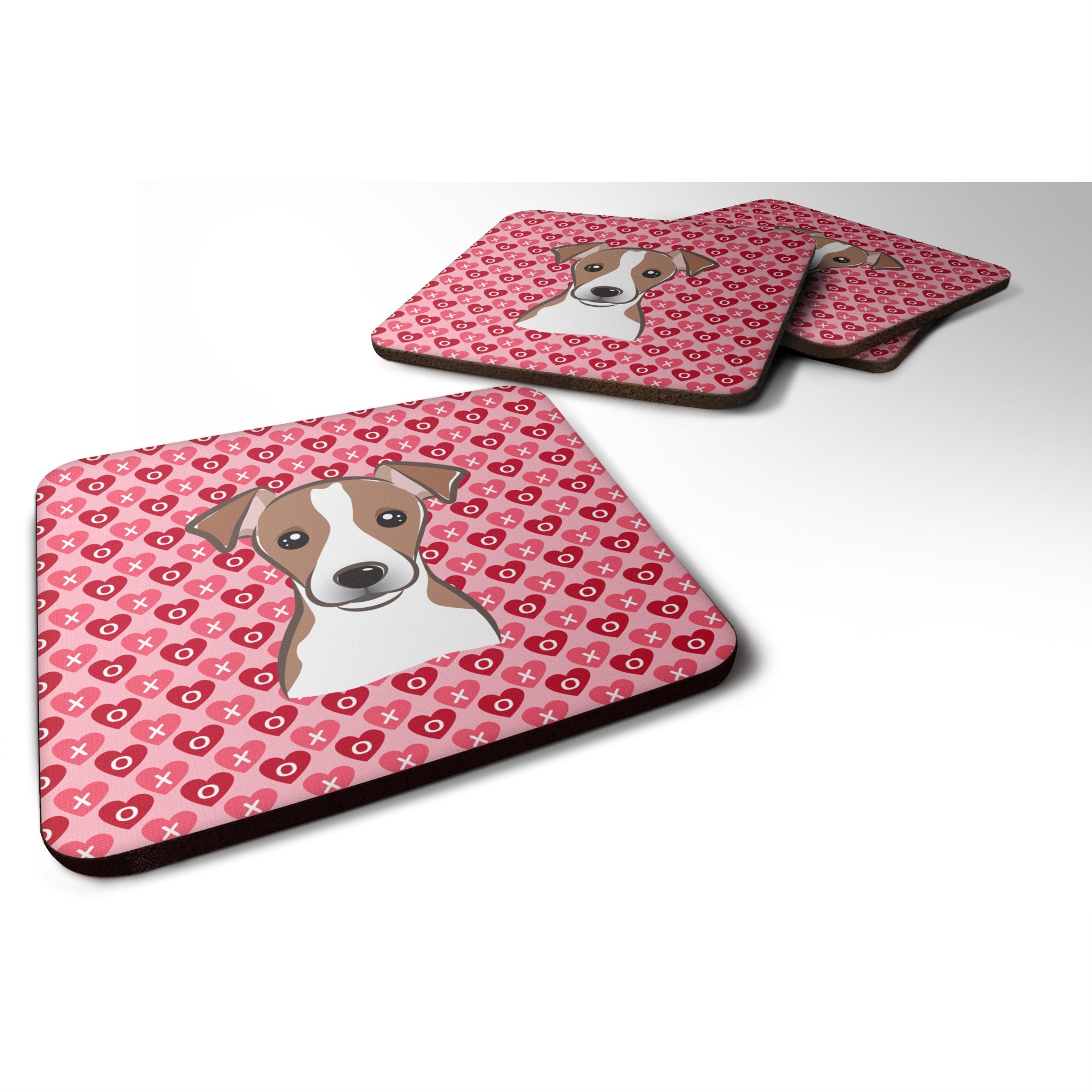 'Caroline'S Treasures Bb5330Fc Jack Russell Terrier Hearts Foam Coaster (Set Of 4), 3.5'''', Multicolor''