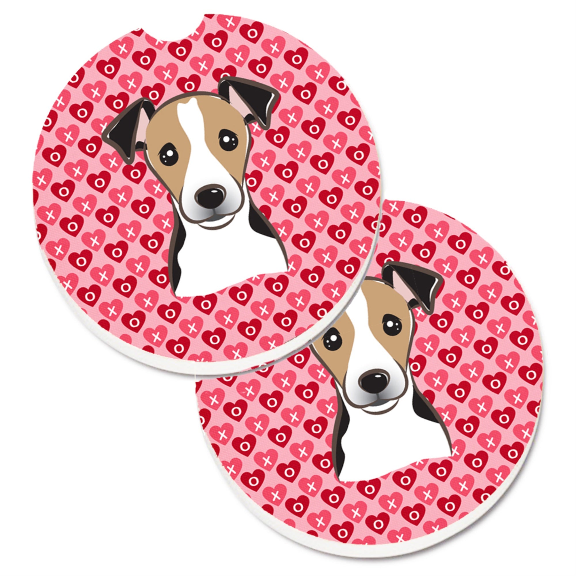 'Caroline'S Treasures Bb5331Carc Jack Russell Terrier Hearts Cup Holder Car Coasters (Set Of 2), 2.56'''', Multicolor''