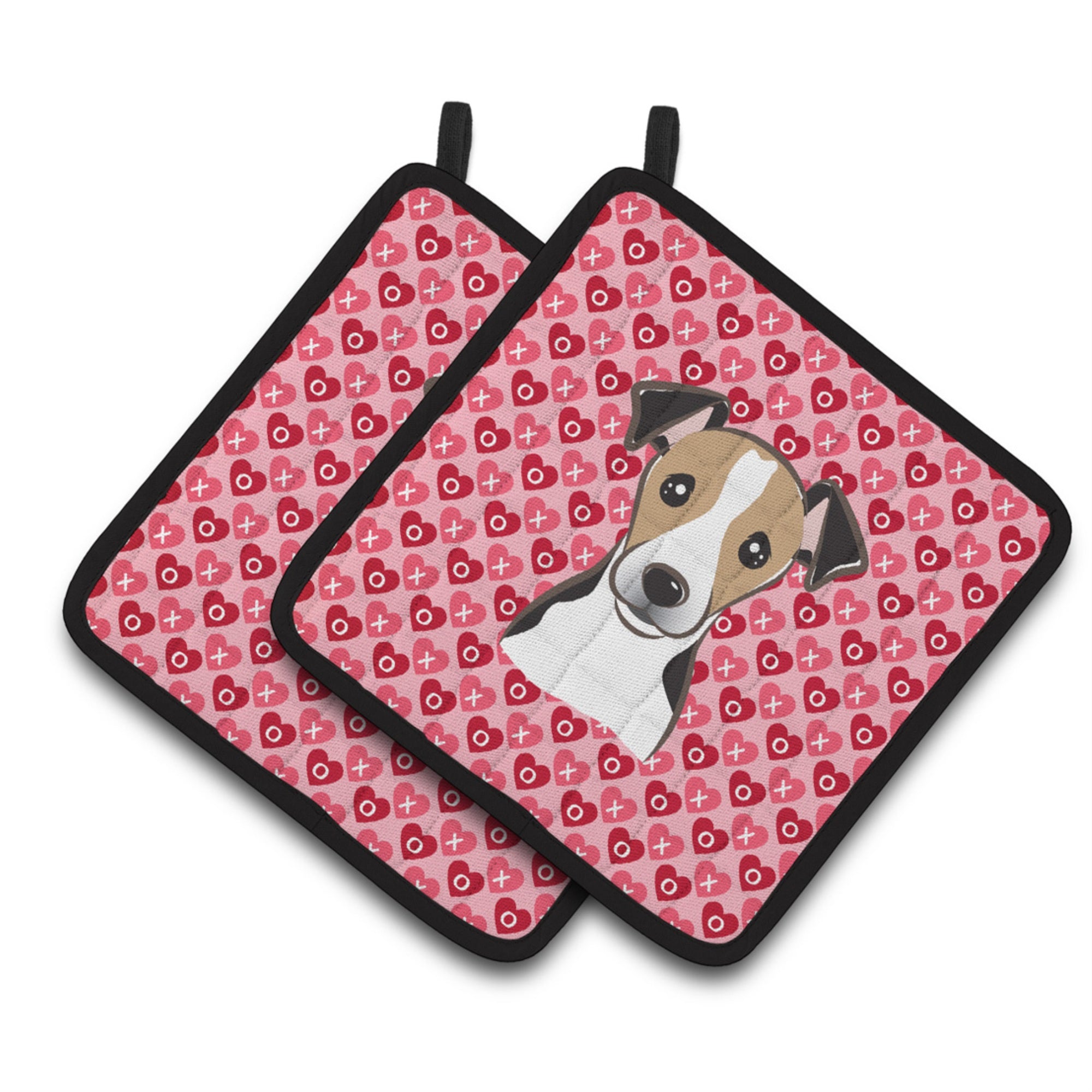 'Caroline'S Treasures Bb5331Pthd Jack Russell Terrier Hearts Pair Of Pot Holders, 7.5H X 7.5W'''', Multicolor''