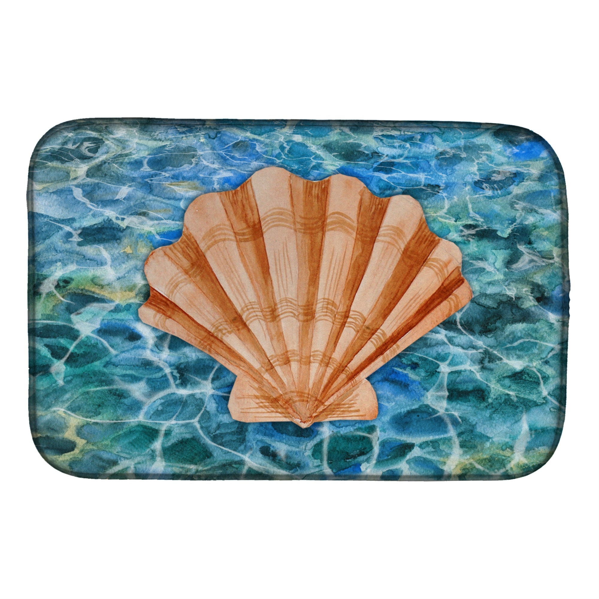 'Caroline'S Treasures Scallop Shell And Water Dish Drying Mat, 14'''' X 21'''', Multicolor''