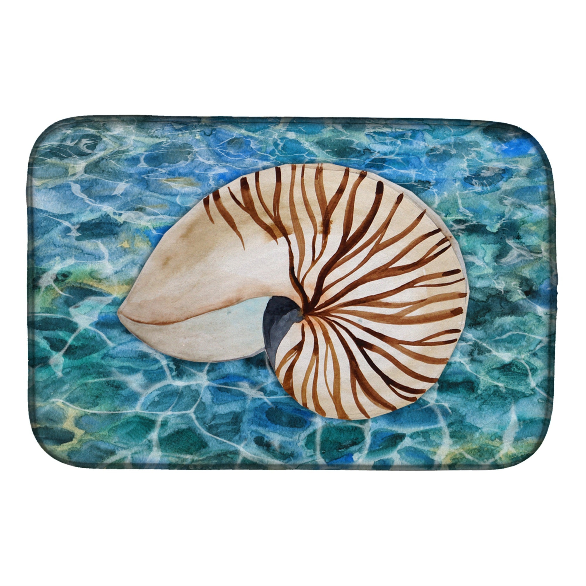 Carolines Treasures Sea Shell And Water Dish Drying Mat, 14 x 21