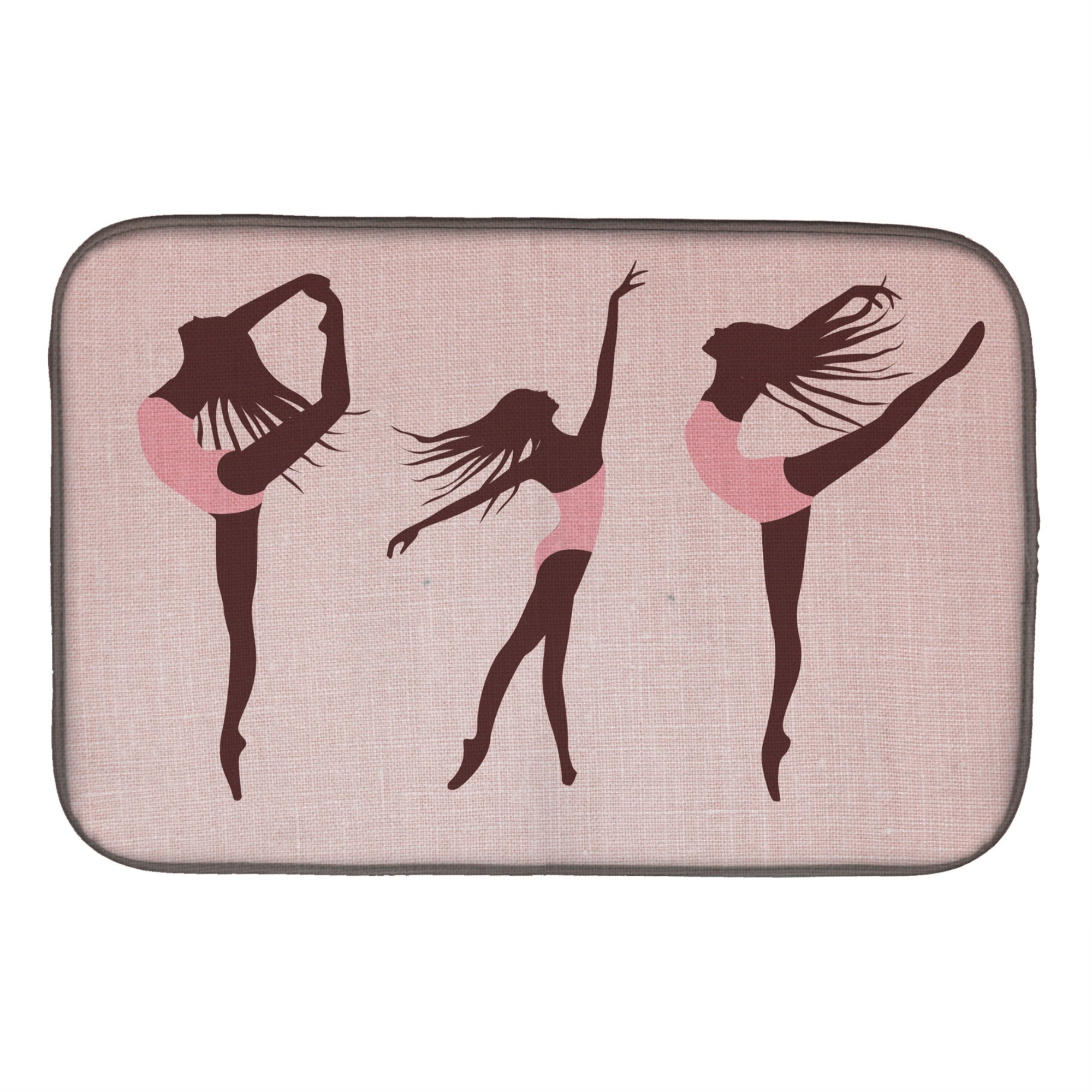 Carolines Treasures Dancers Linen Pink Dish Drying Mat 14 x 21