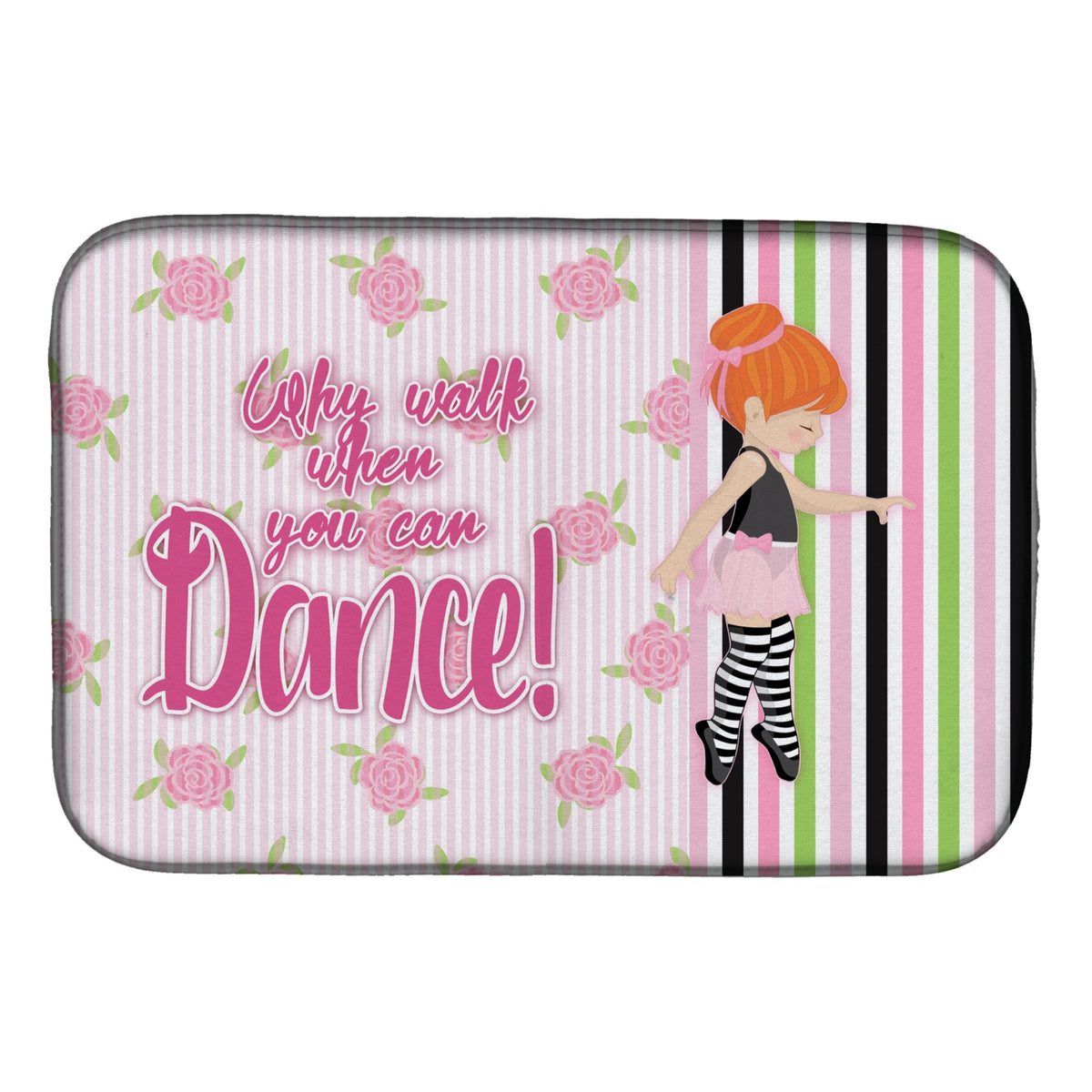 'Caroline'S Treasures Ballet Dance Stripes Red Hair Dish Drying Mat, 14'''' X 21''''''