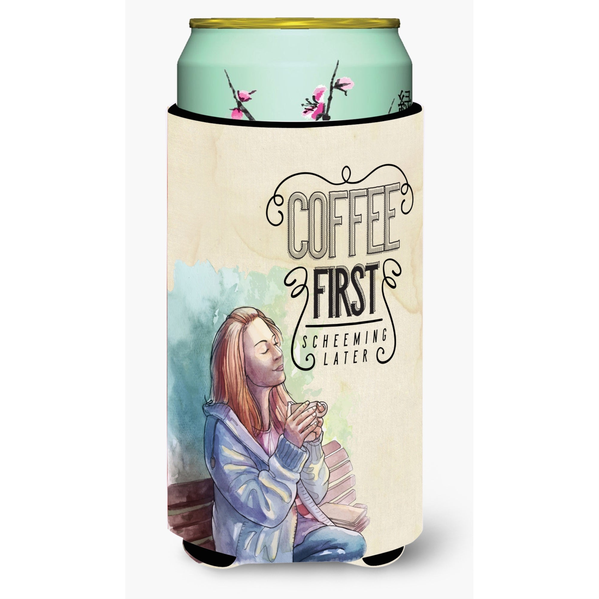 'Caroline'S Treasures Coffee First Sign Tall Boy Beverage Insulator Hugger, Multicolor''