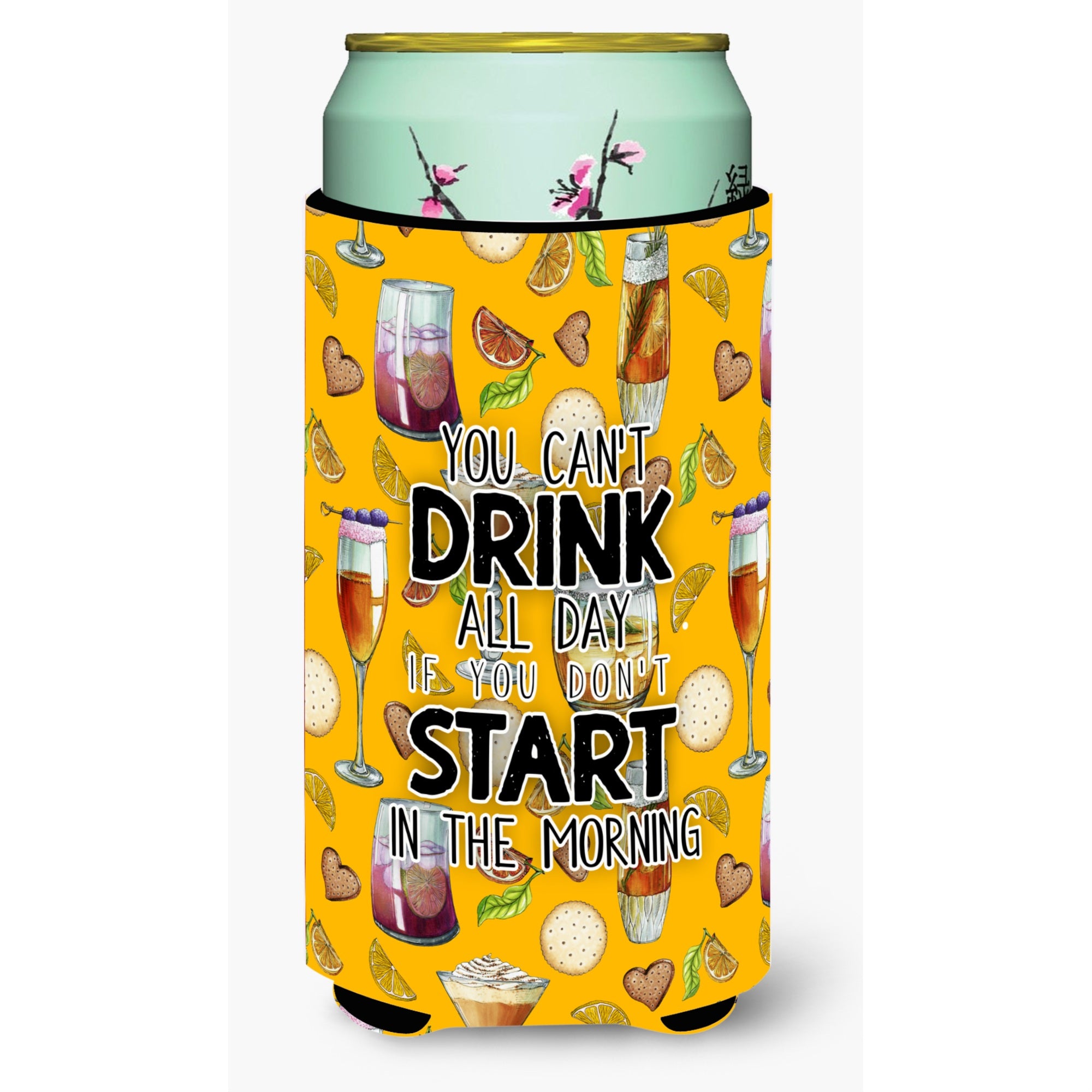'Caroline'S Treasures Start Drinking In The Morning Tall Boy Beverage Insulator Hugger, Multicolor''