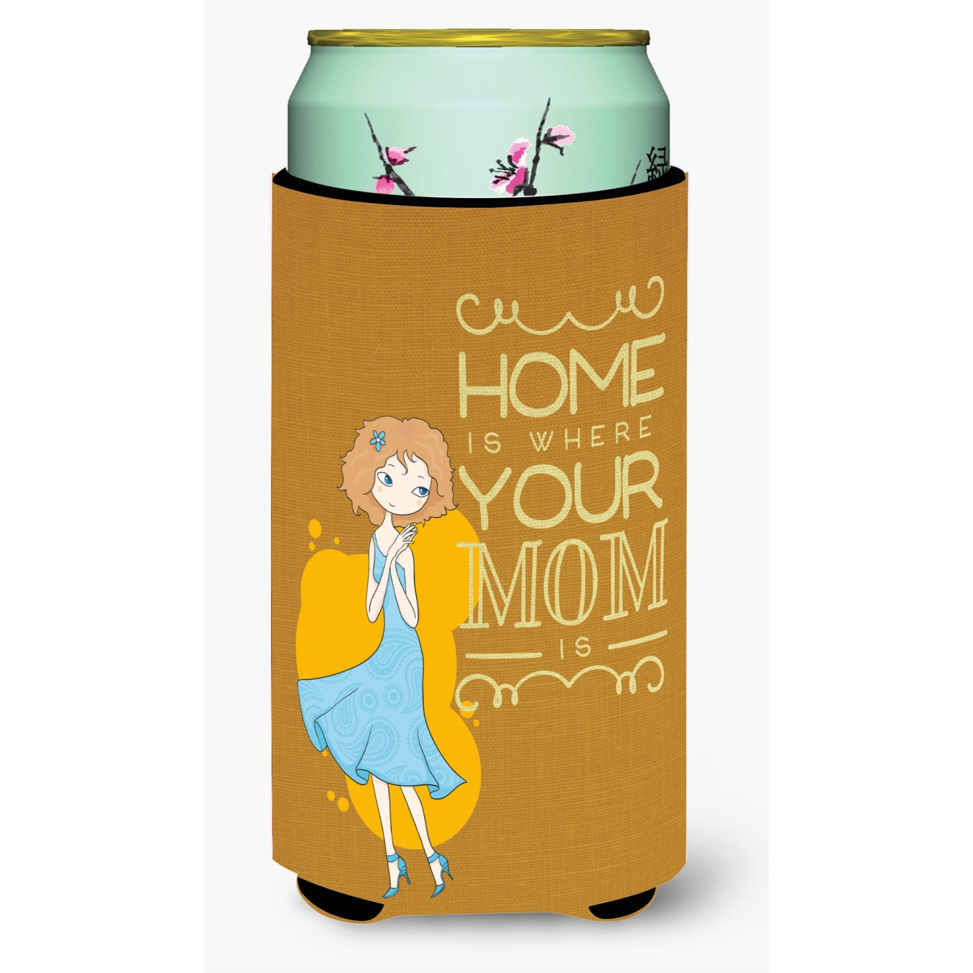 'Caroline'S Treasures Home Is Where Mom Is Tall Boy Beverage Insulator Hugger, Multicolor''