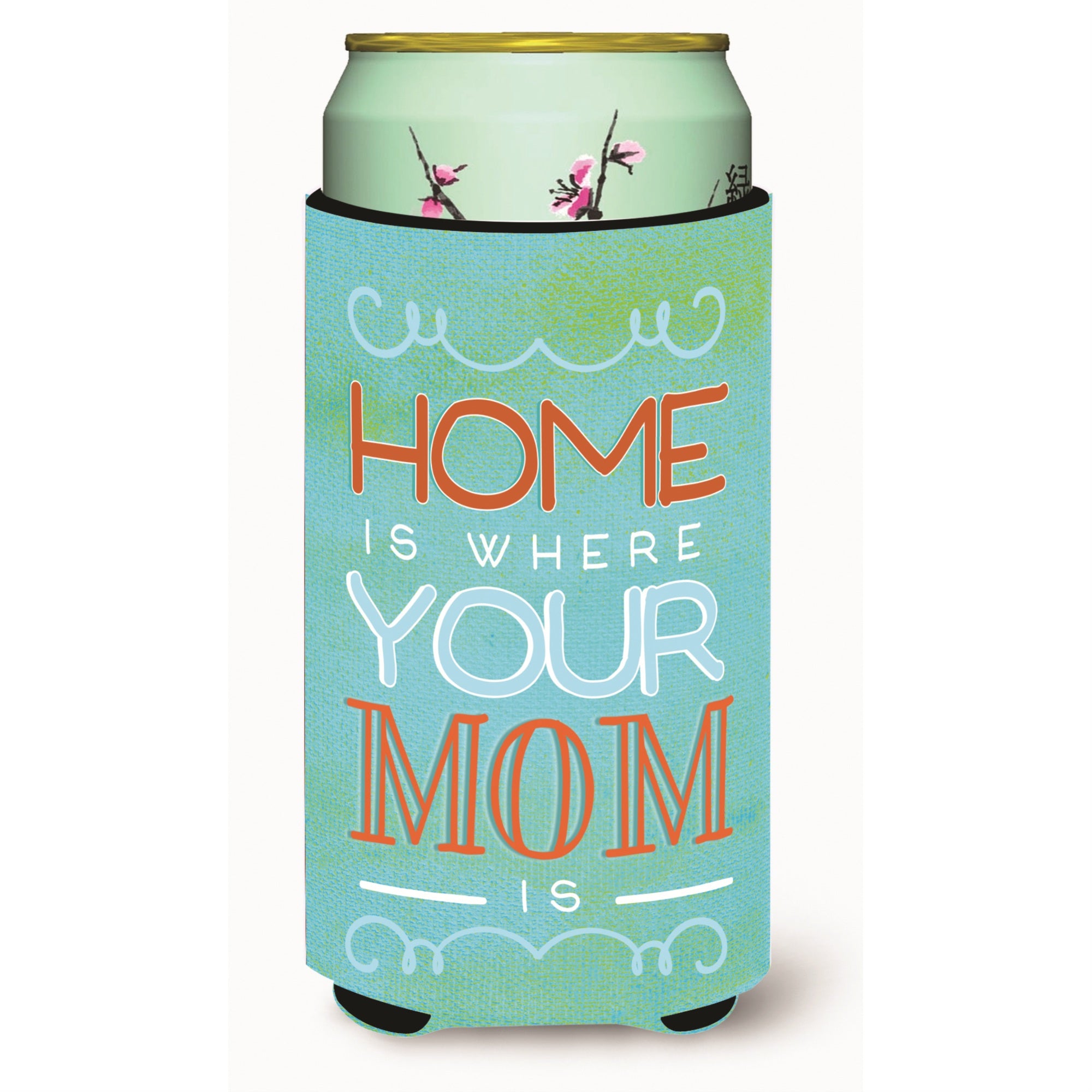 'Caroline'S Treasures Home Is Where Mom Is Blue Tall Boy Beverage Insulator Hugger, Multicolor''
