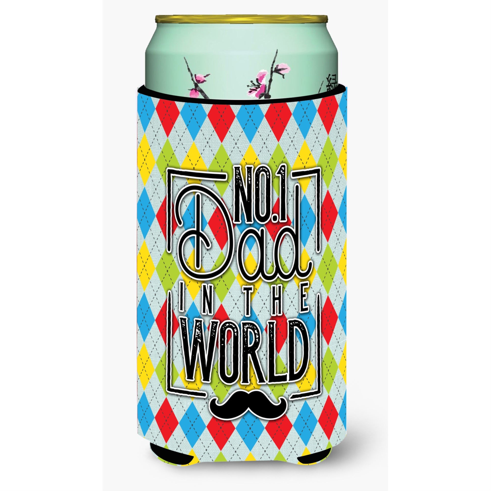 'Caroline'S Treasures No 1 Dad In The World Argyle Tall Boy Beverage Insulator Hugger, Multicolor''