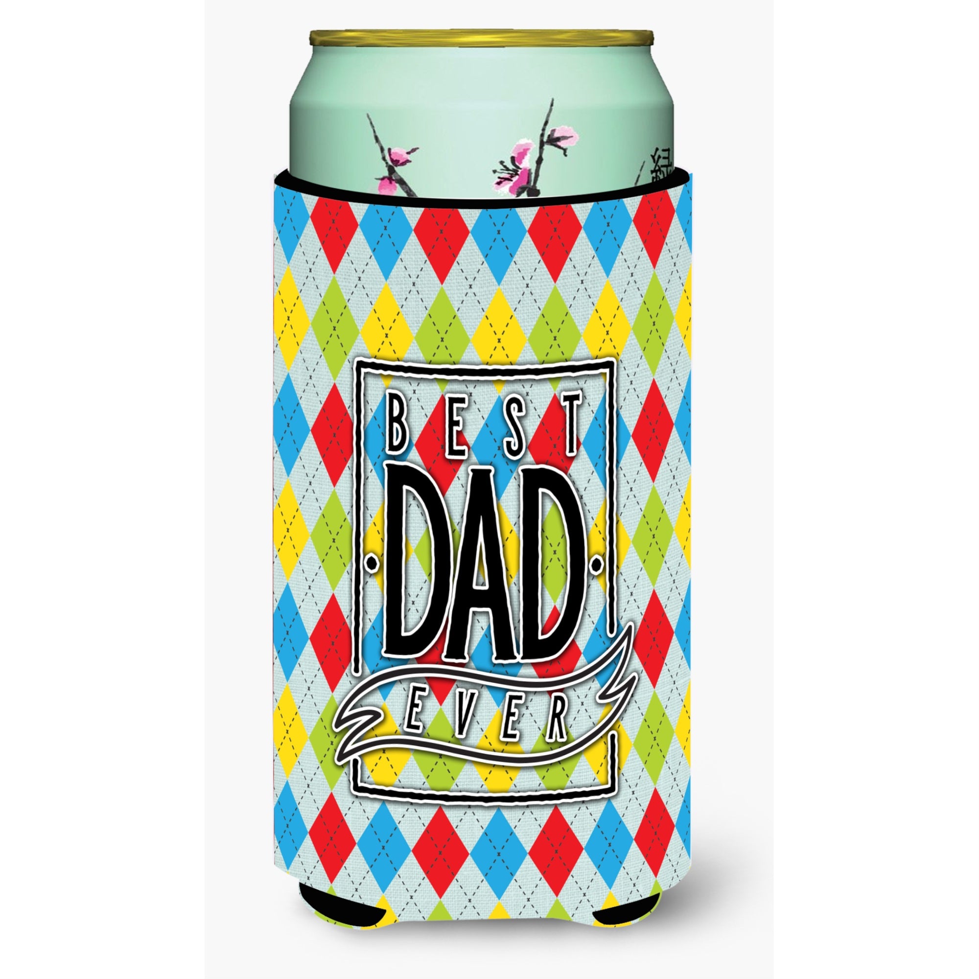 'Caroline'S Treasures Best Dad Ever Argyle Tall Boy Beverage Insulator Hugger, Multicolor''