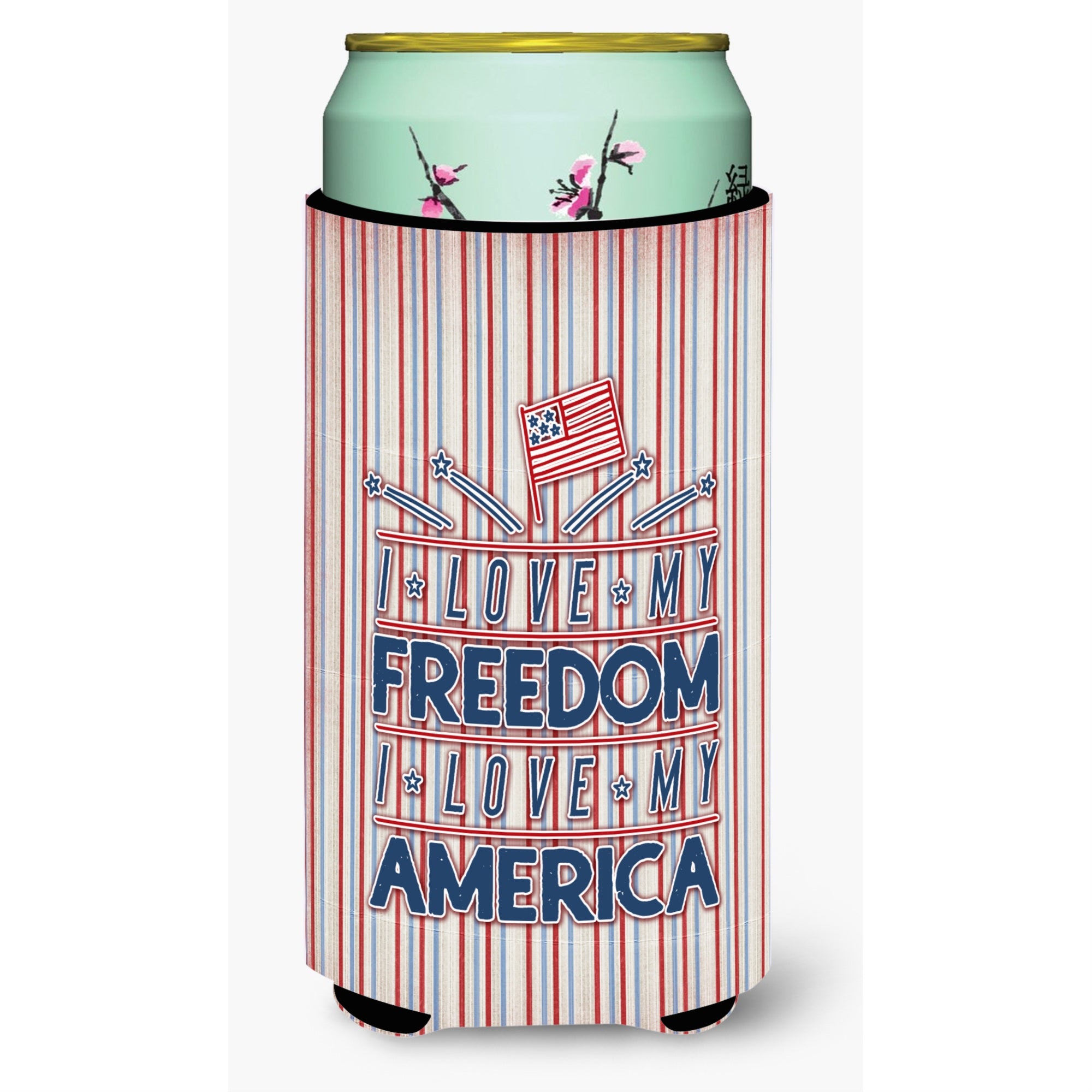 'Caroline'S Treasures Freedom I Love America Tall Boy Beverage Insulator Hugger, Multicolor''