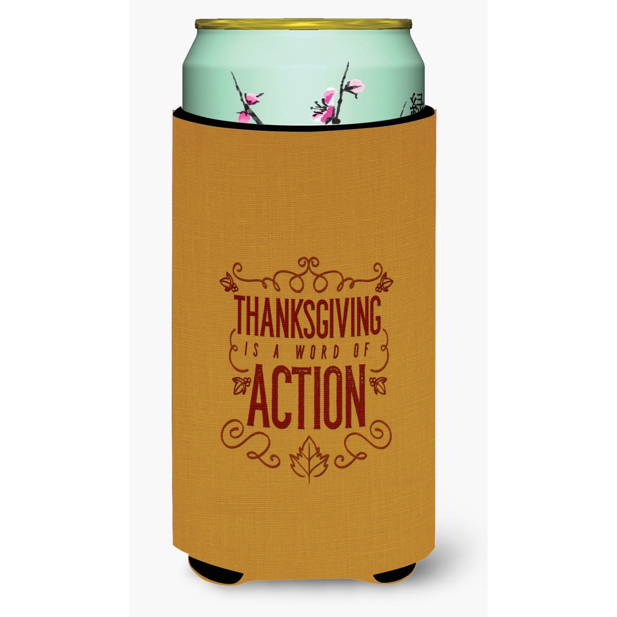 'Caroline'S Treasures Thanksgiving Is Action Tall Boy Beverage Insulator Hugger, Multicolor''
