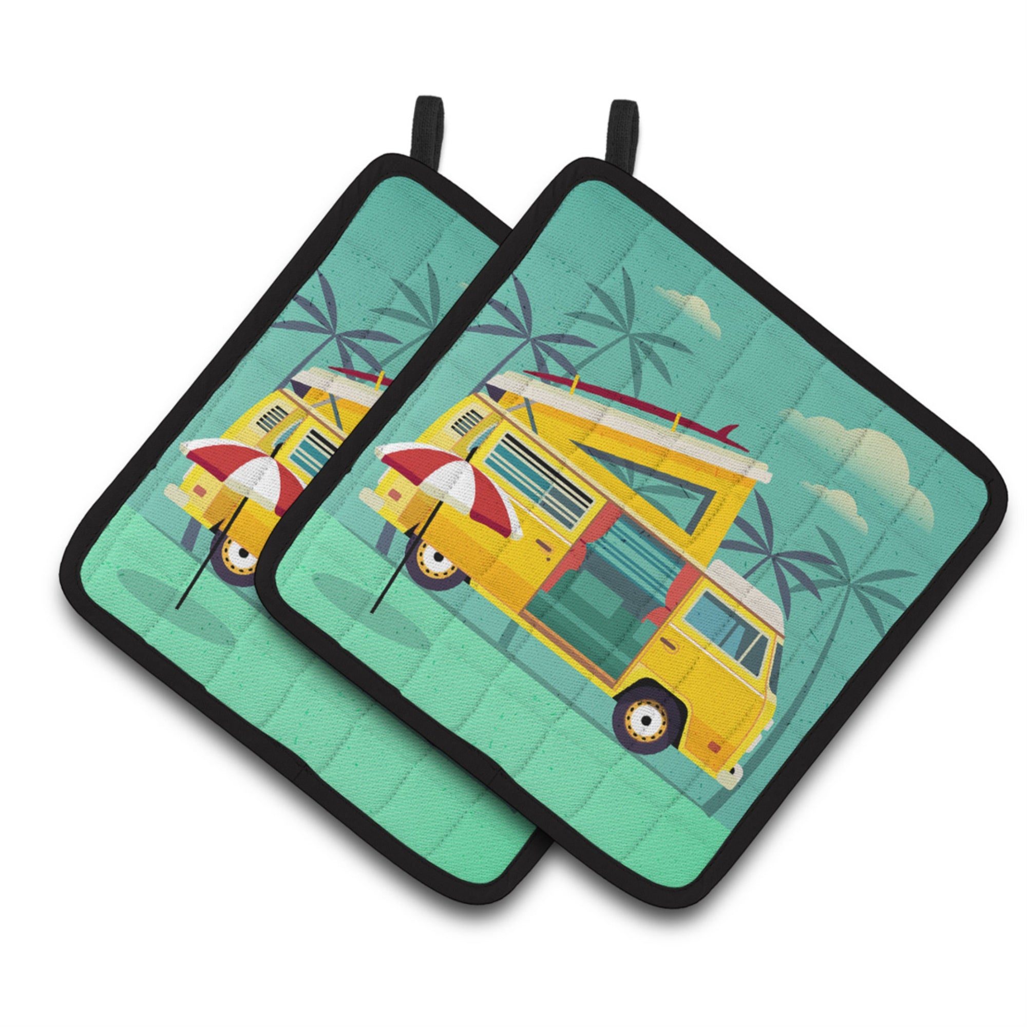'Caroline'S Treasures Greatest Adventure Camper Van Pair Of Pot Holders, 7.5Hx7.5W, Multicolor''