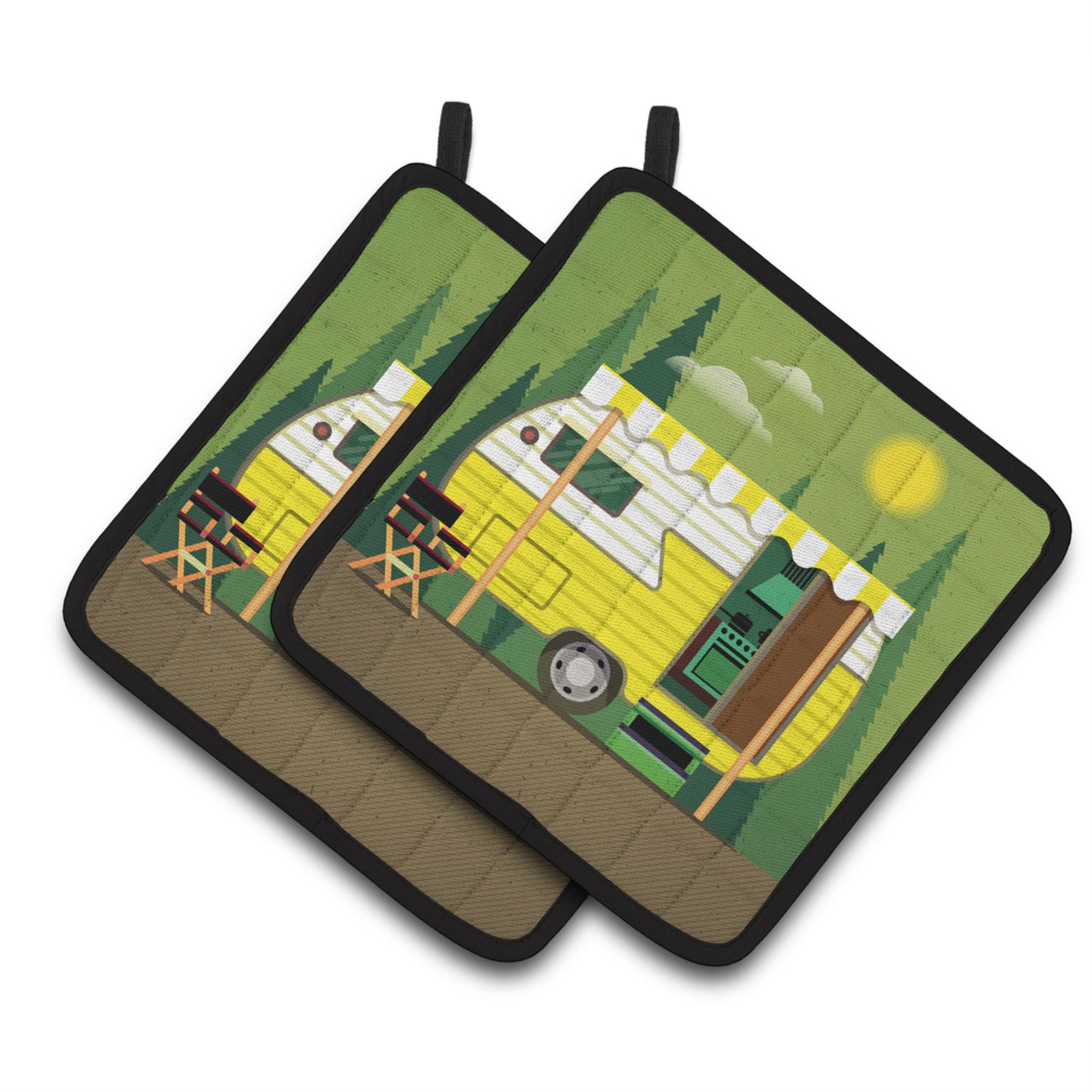 'Caroline'S Treasures Greatest Adventure Retro Camper Pair Of Pot Holders, 7.5Hx7.5W, Multicolor''
