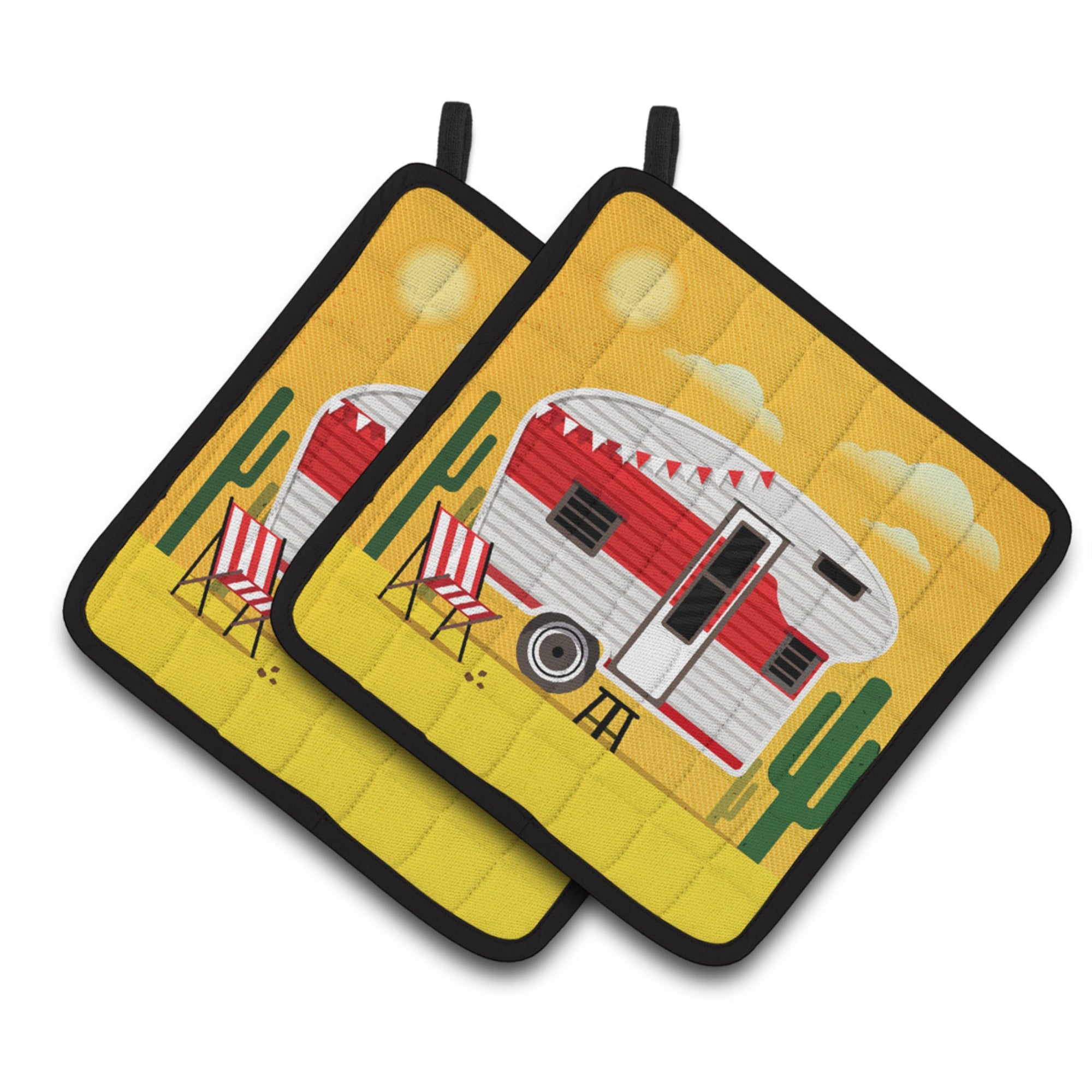 'Caroline'S Treasures Greatest Adventure Retro Camper Desert Pair Of Pot Holders, 7.5Hx7.5W, Multicolor''