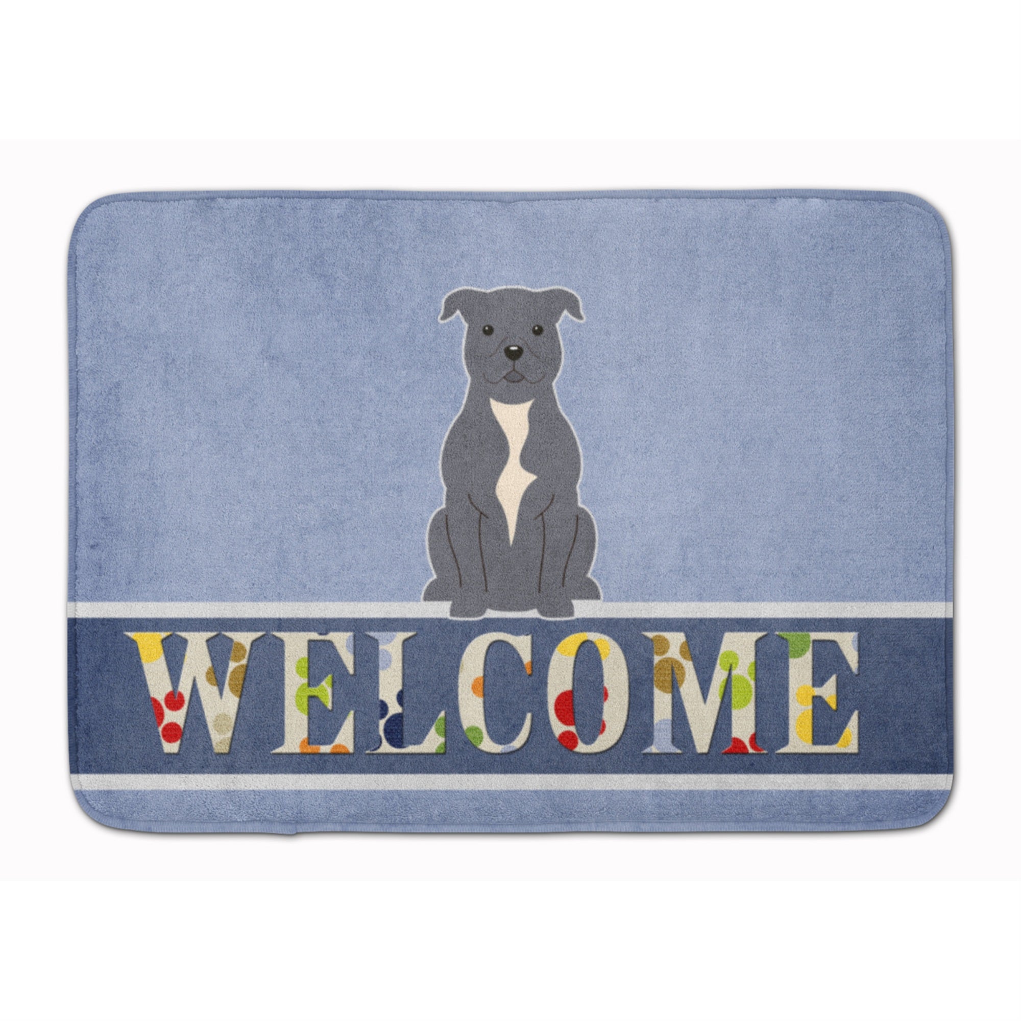 'Caroline'S Treasures Staffordshire Bull Terrier Blue Welcome Floor Mat, 19 X 27, Multicolor''